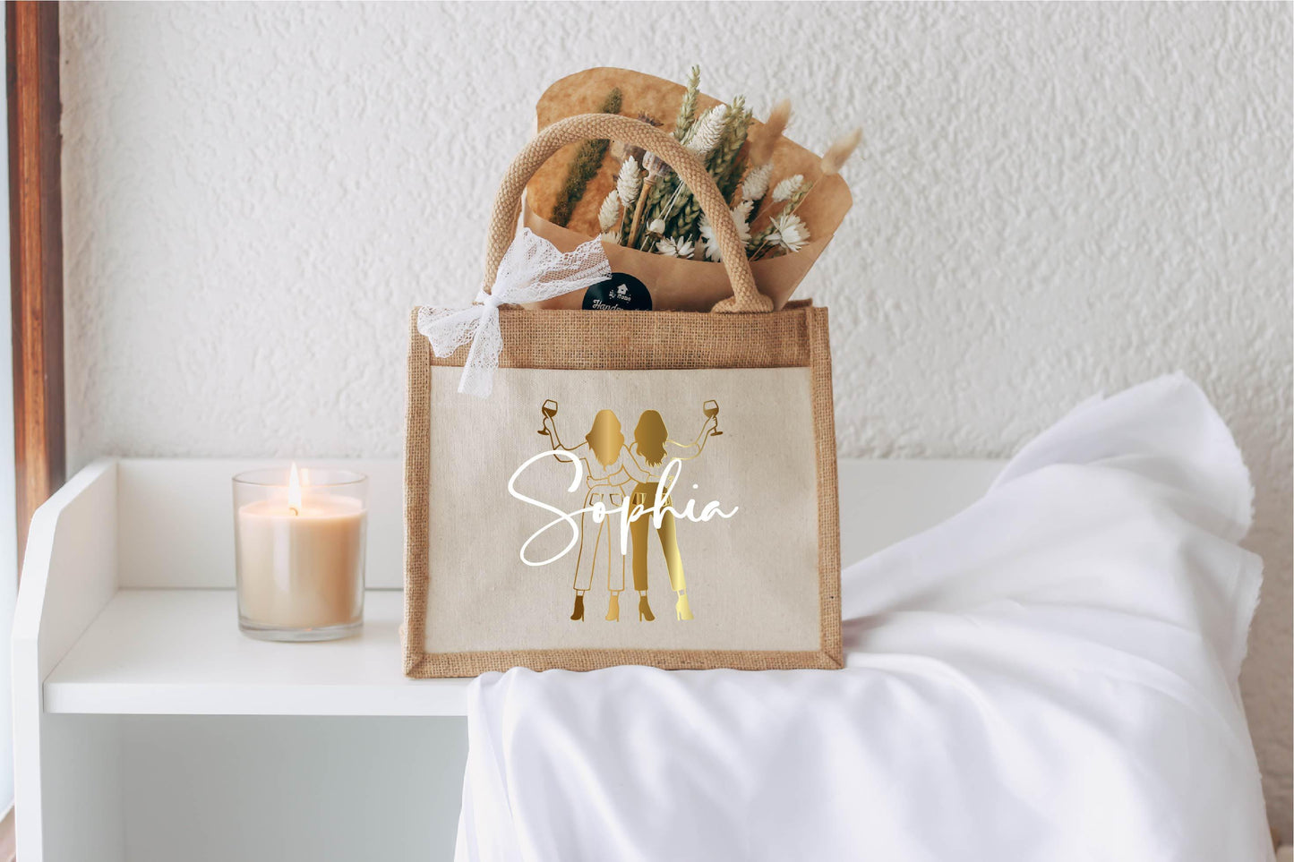 Trauzeugin Brautjungfer fragen - personalisiertes Geschenk - kleine Jutetasche - JGA - Beste Freundin