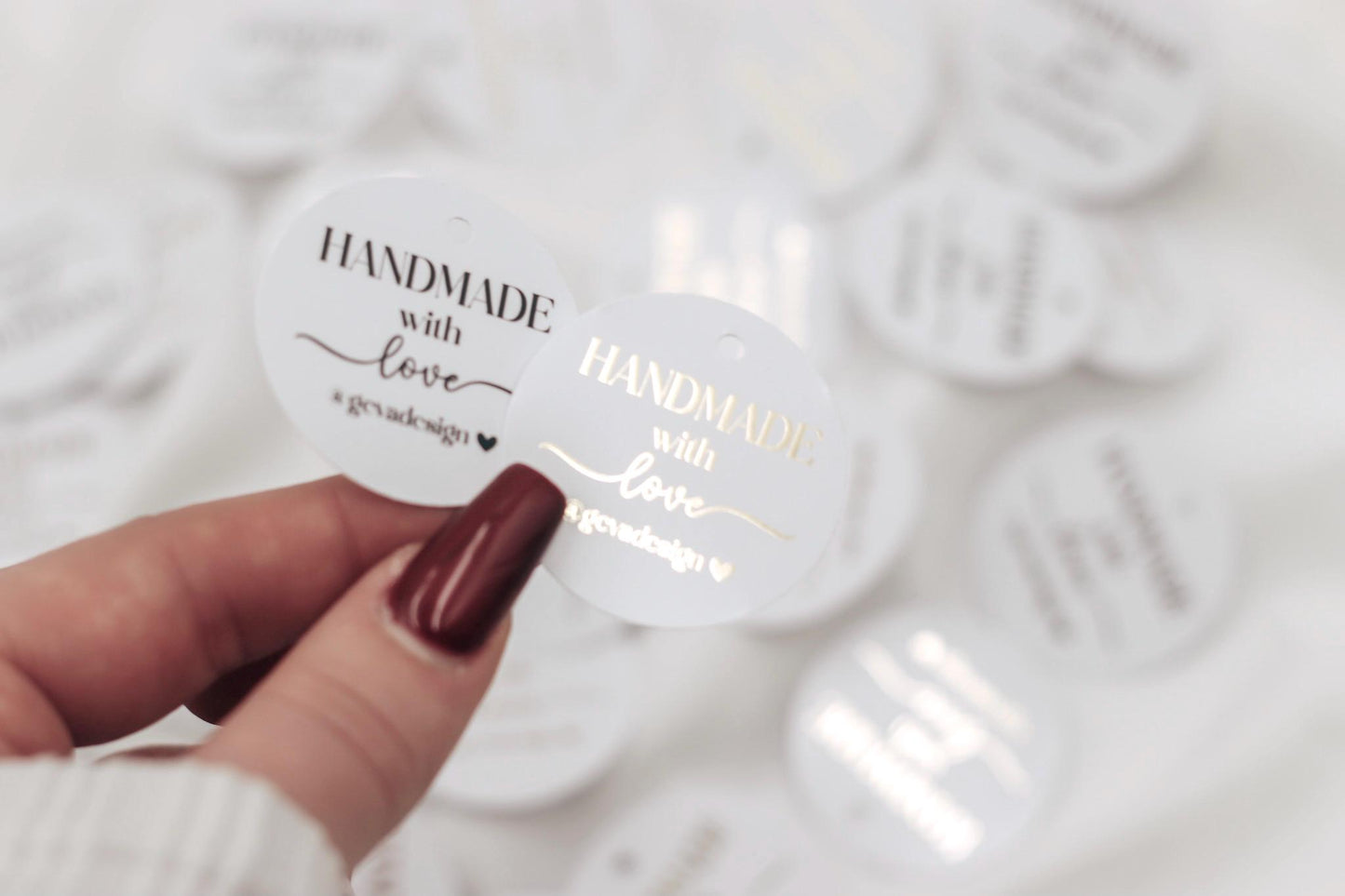 Etiketten für Small Business - handmade with love - verpackungsmaterial - mit liebe verpacken - personalisiert mit firmenname - gold schwarz