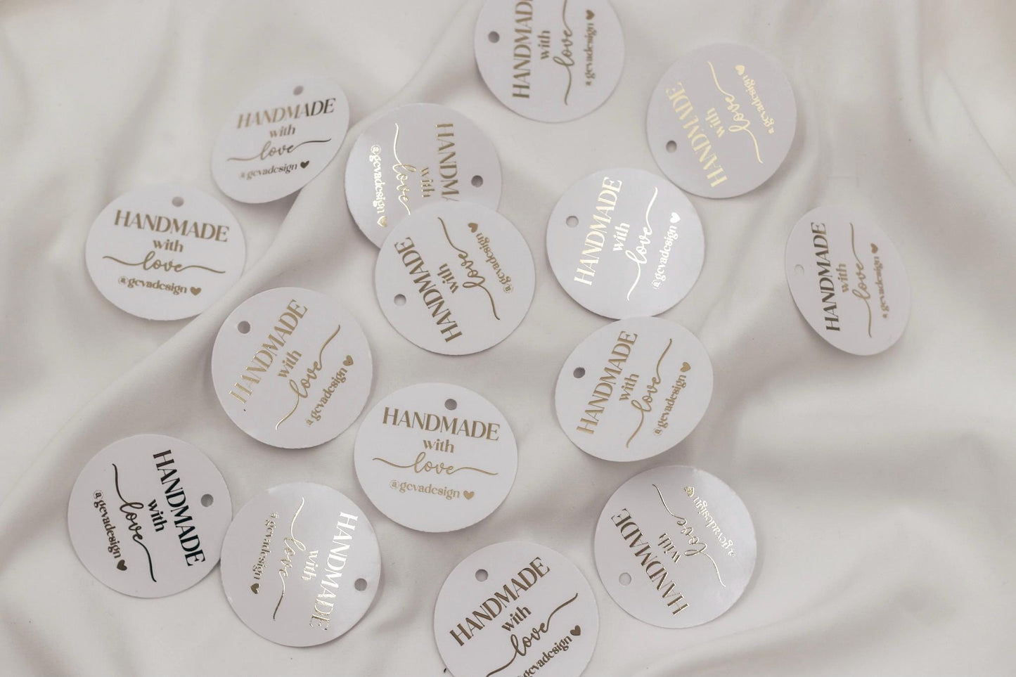 Etiketten für Small Business - handmade with love - verpackungsmaterial - mit liebe verpacken - personalisiert mit firmenname - gold schwarz