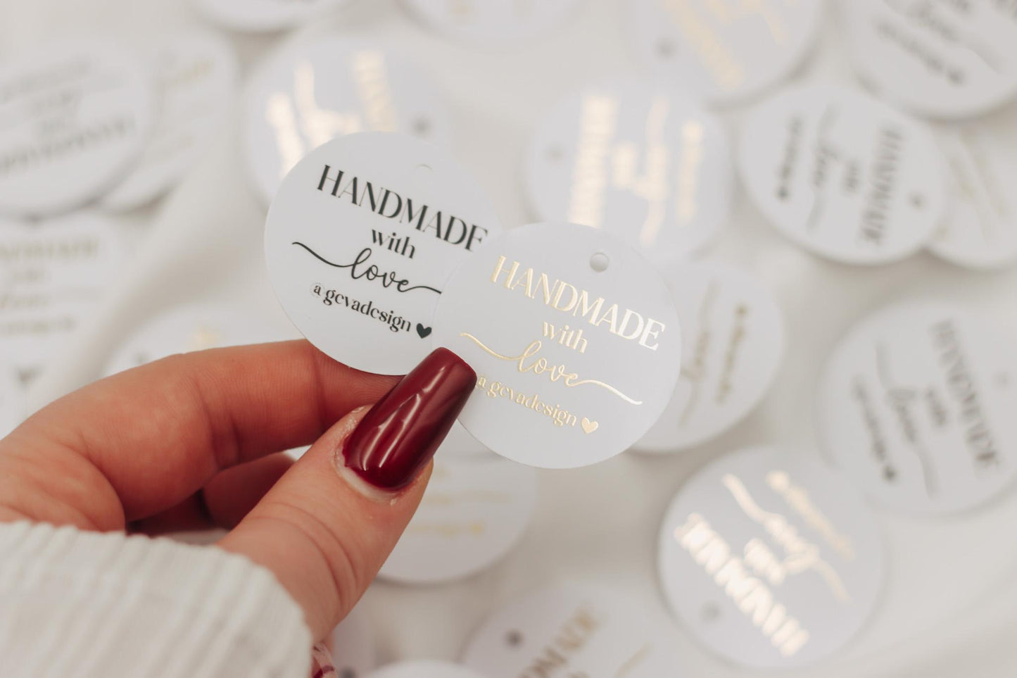 Etiketten für Small Business - handmade with love - verpackungsmaterial - mit liebe verpacken - personalisiert mit firmenname - gold schwarz