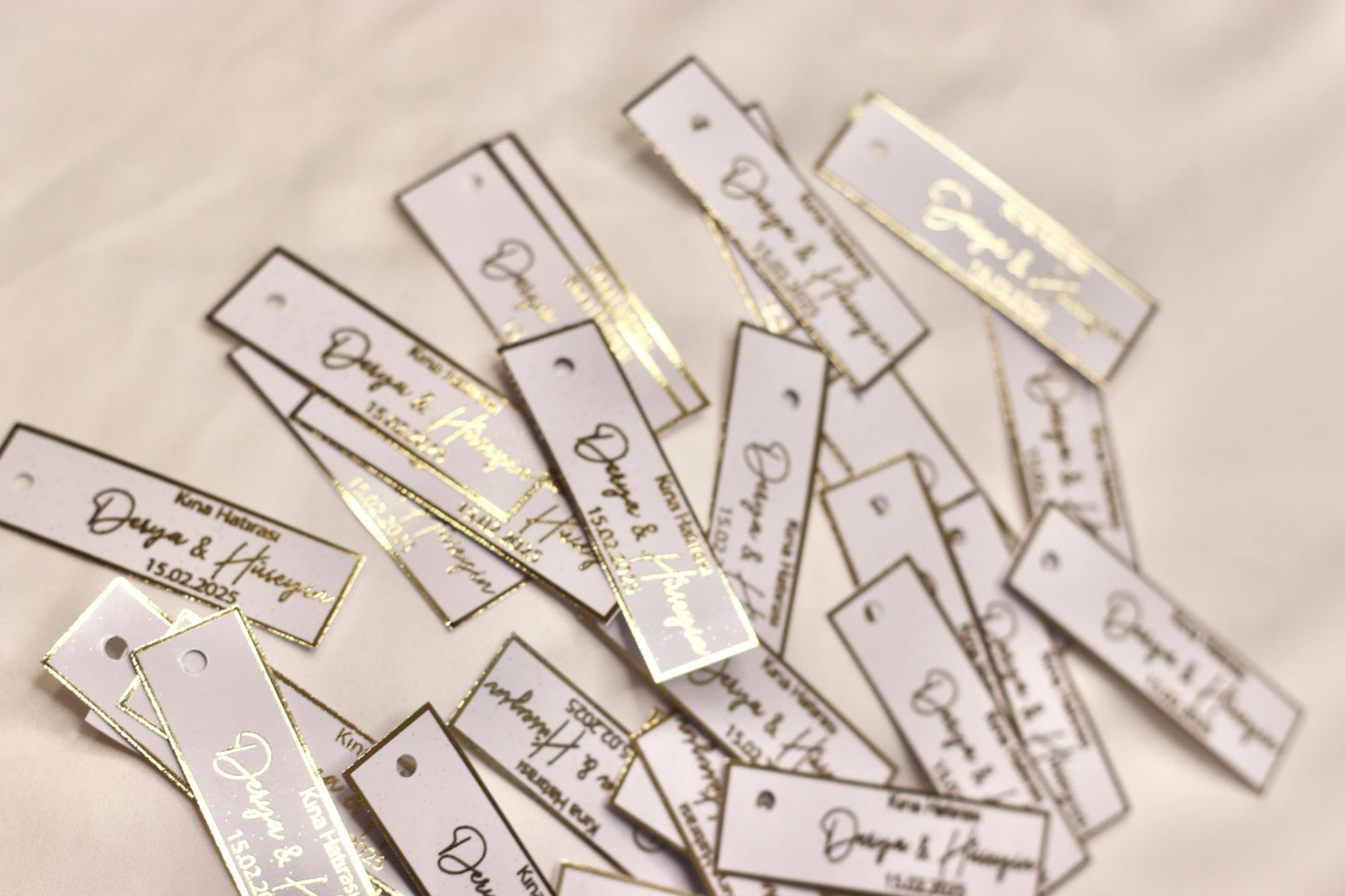 Kina Gecesi, Personalisierte Etiketten für Gastgeschenke mit metallic Veredelung in gold, Kina Hatirasi, Henna Nacht, Kanagjegj,