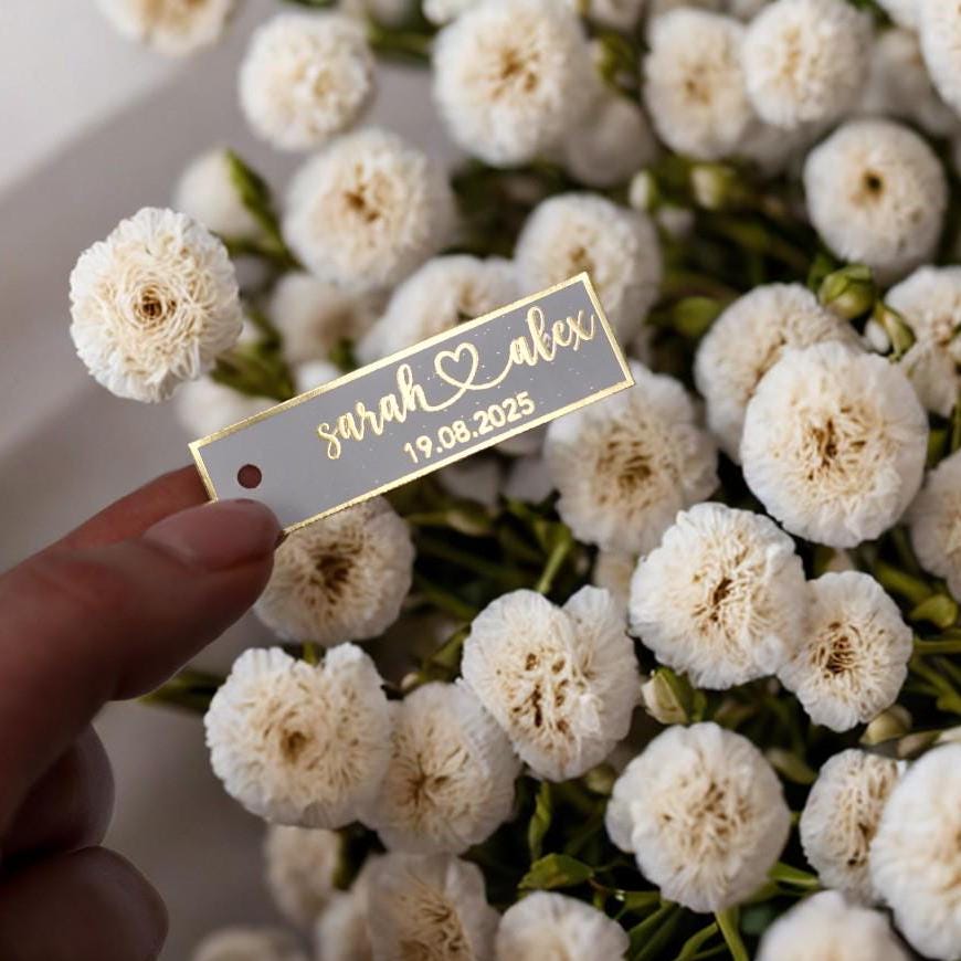 Personalisierte Etiketten für Gastgeschenke, Hochzeit, Verlobung, Sözümüz Söz, Nikah, Metallic Effekt in Gold oder silber,
