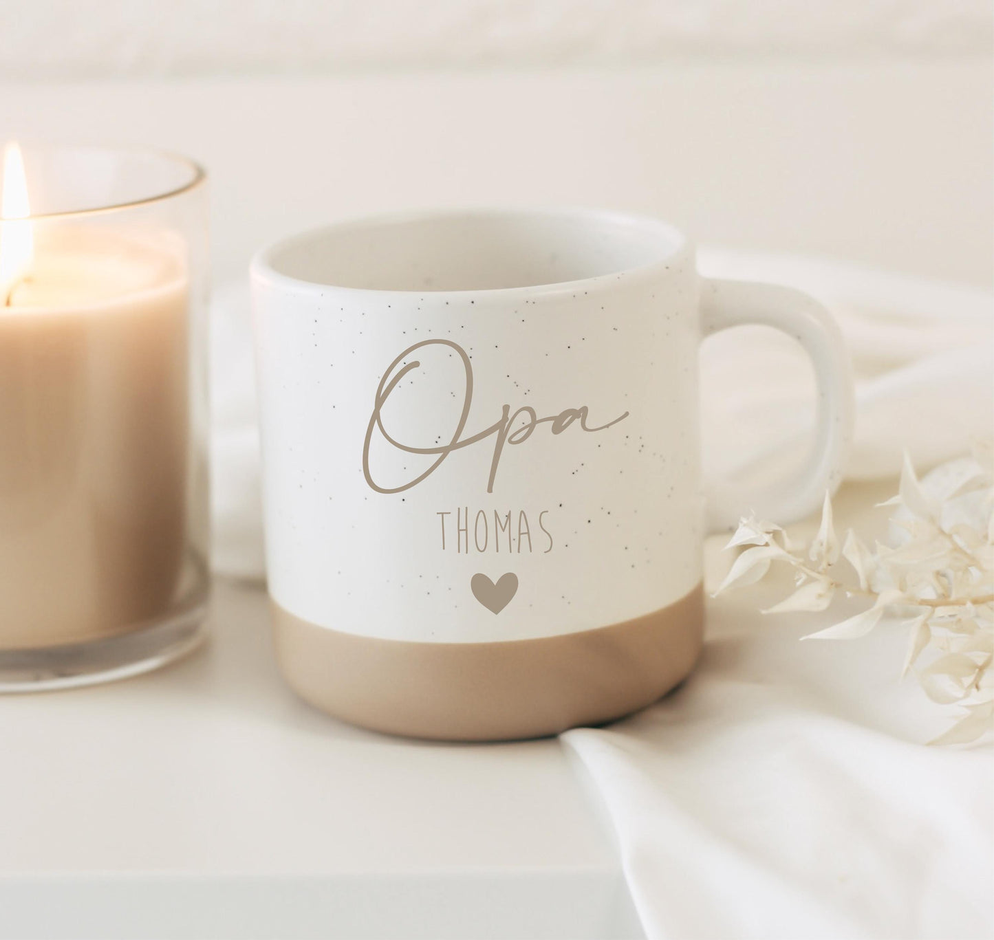Opa Tasse mit Name & Herz – personalisierte Keramiktasse – Geschenk für Großvater – Geburtstag oder Vatertag – 360 ml – graviert, bester Opa