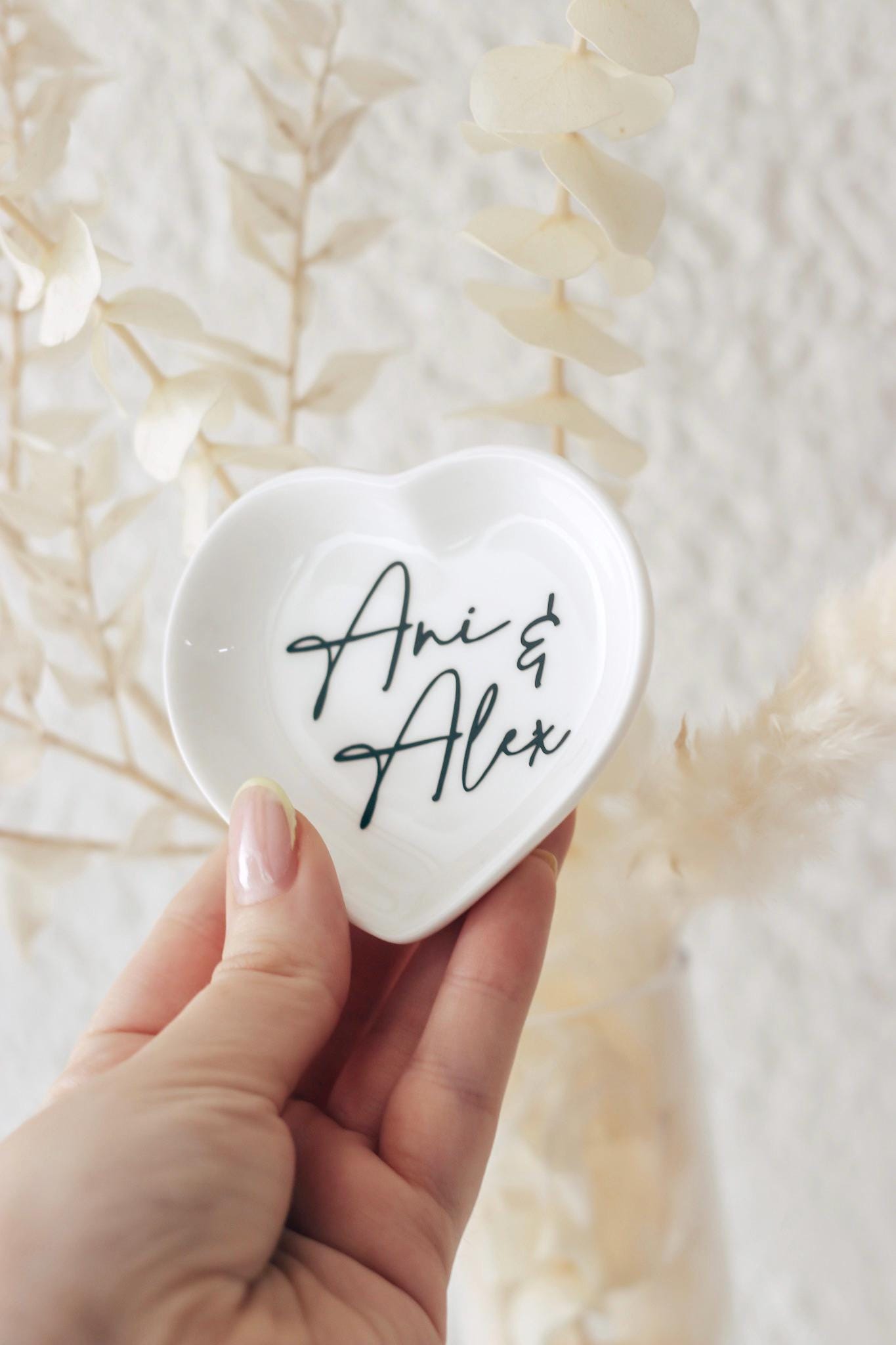 Personalisierte Ringschale Hochzeit | Keramik Schmuckschale mit Namen | Standesamt Deko | Ringhalter Hochzeit Geschenk