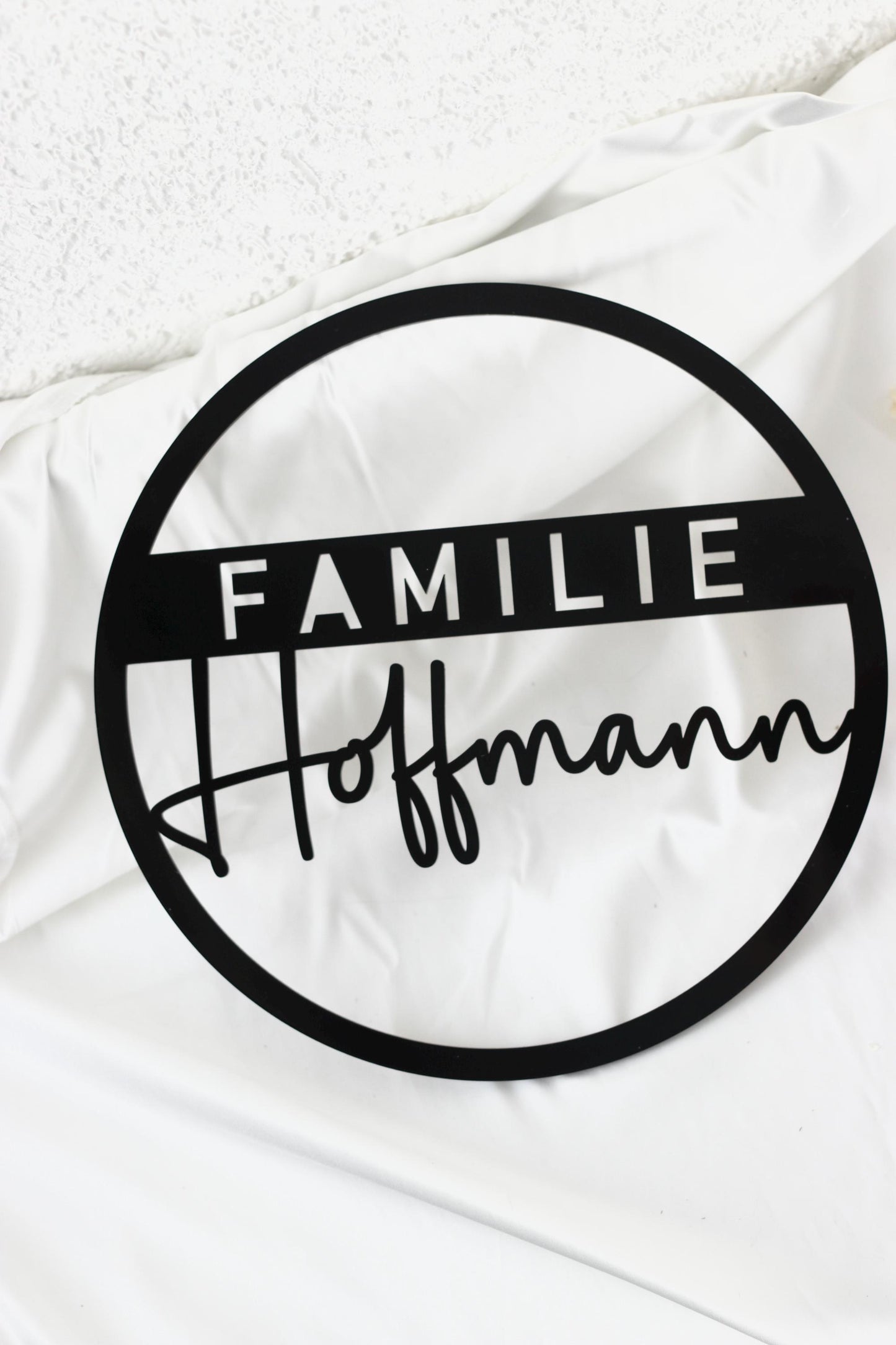 Türschild Familie Nachname 25x25 Acrylglas 3mm Schwarz Weiß Personalisierbar Wanddeko Haustürschild Geschenk, Hochzeitsgeschenk,