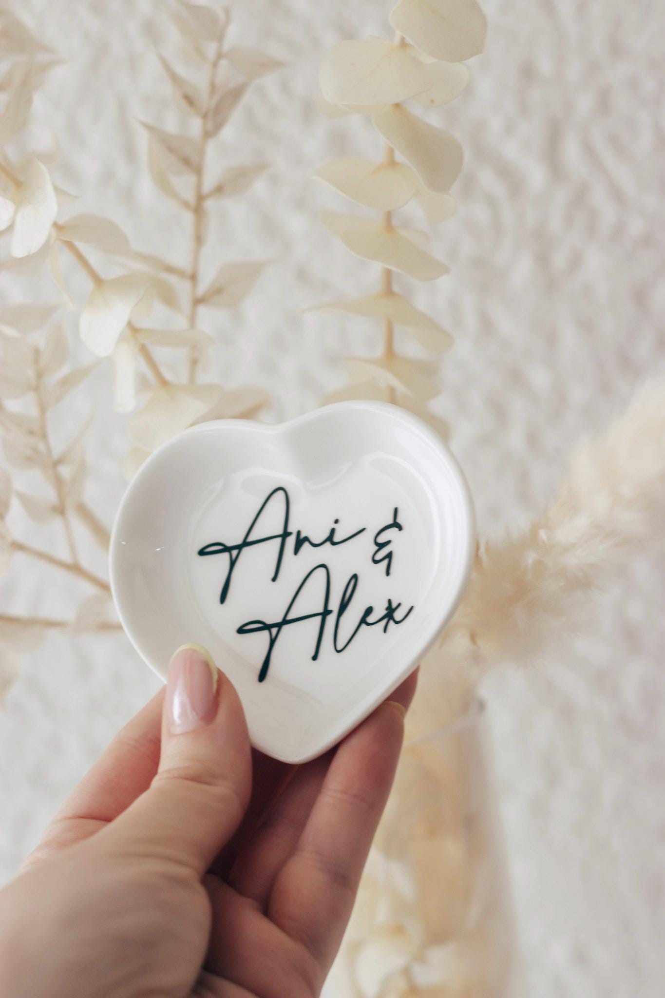Personalisierte Ringschale Hochzeit | Keramik Schmuckschale mit Namen | Standesamt Deko | Ringhalter Hochzeit Geschenk