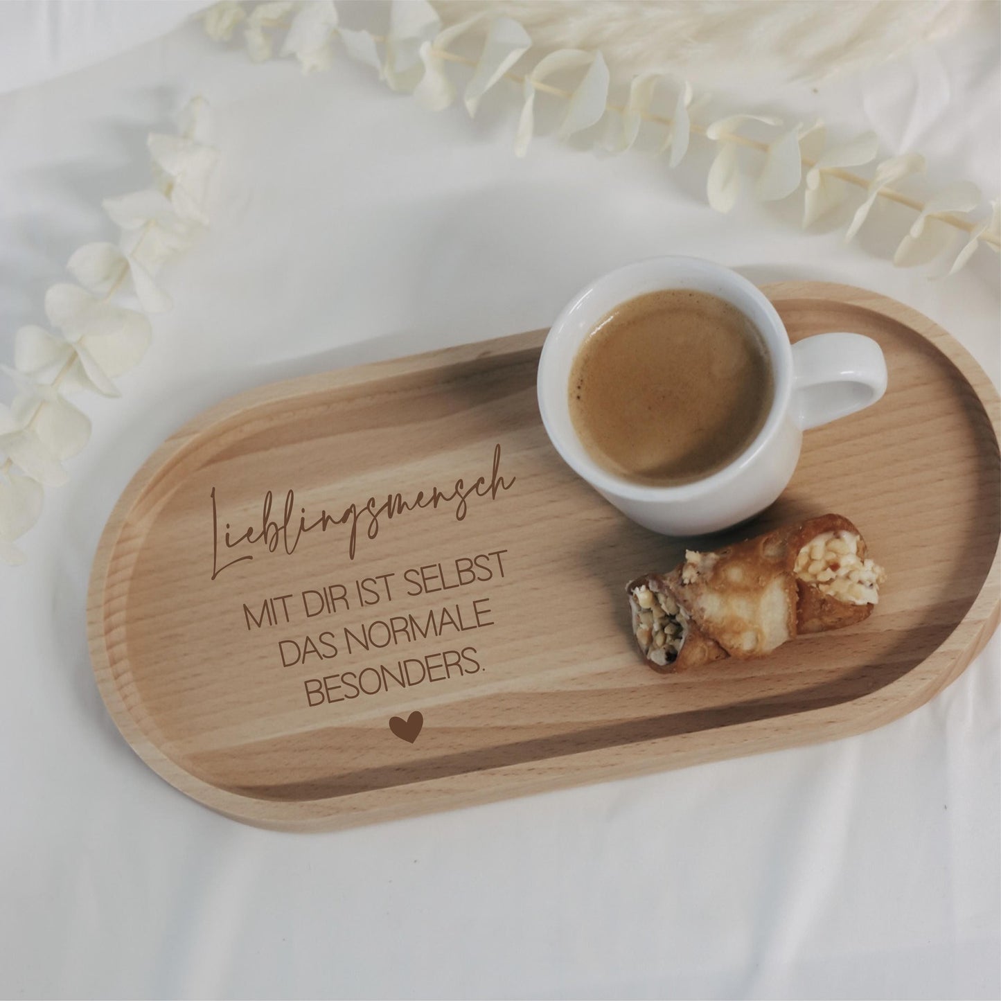 Graviertes Tablett "Lieblingsmensch" aus Buchenholz – Geschenk für Geburtstag & Weihnachten – Deko oder Kaffee-Tablett – 25x12 cm