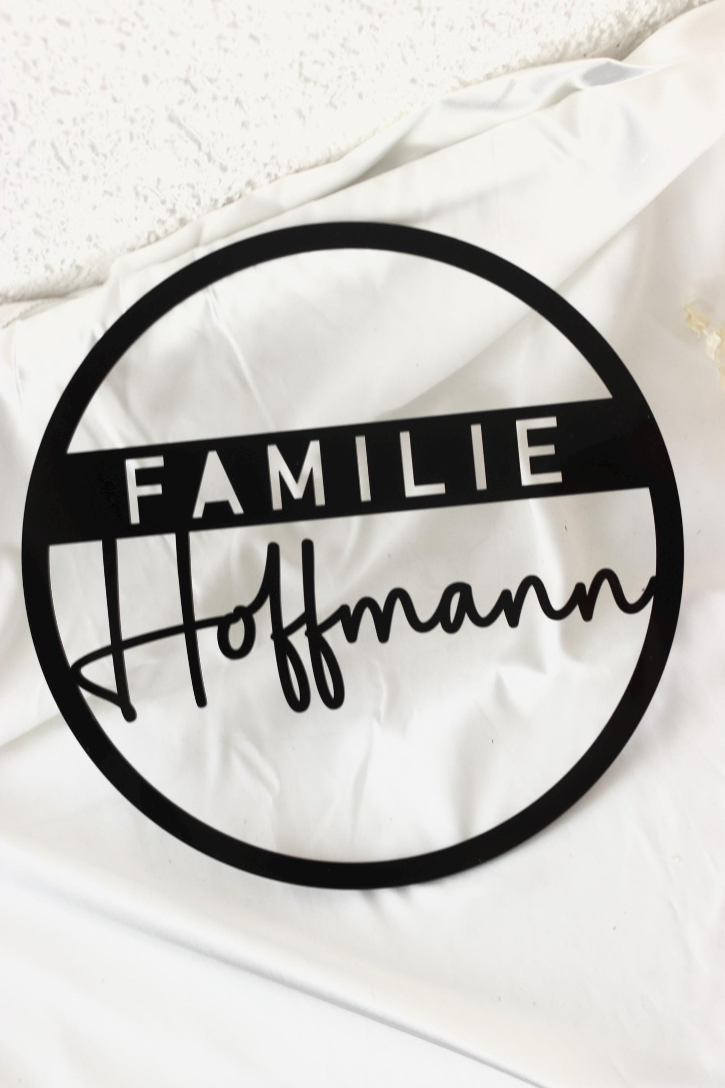 Türschild Familie Nachname 25x25 Acrylglas 3mm Schwarz Weiß Personalisierbar Wanddeko Haustürschild Geschenk, Hochzeitsgeschenk,