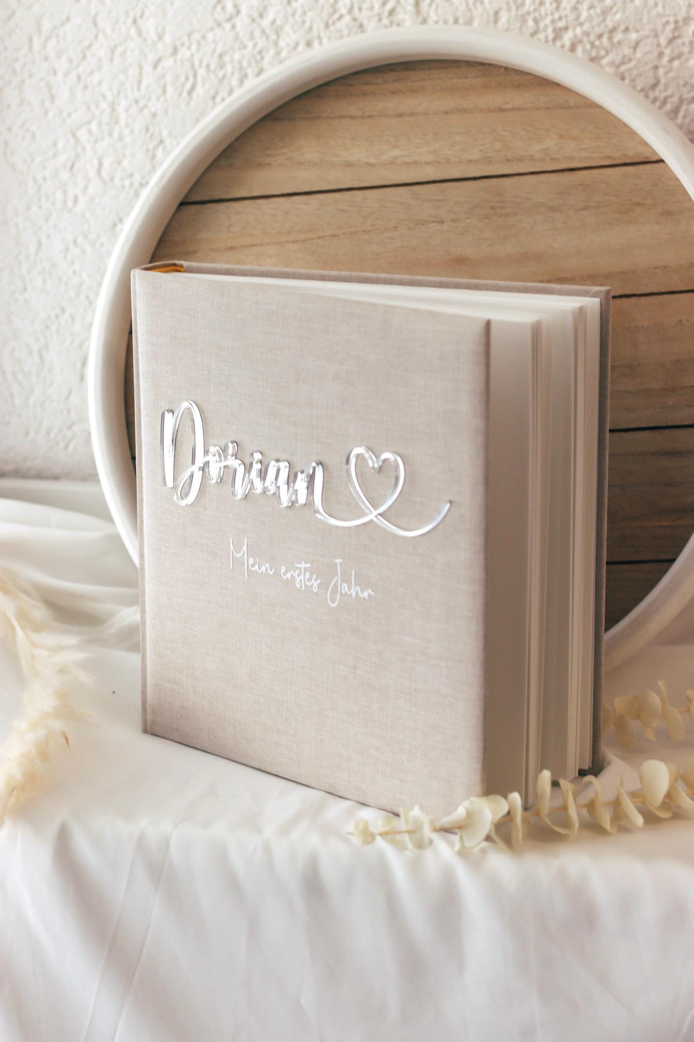 Personalisiertes Baby Fotoalbum „Mein erstes Jahr“ | Geschenk zur Geburt oder 1. Geburtstag | Erinnerungsalbum für Babyfotos