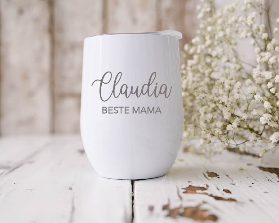 Weinbecher Thermobecher "Beste Mama" - Muttertagsgeschenk - Mama ist die beste - Geschenke für Mama