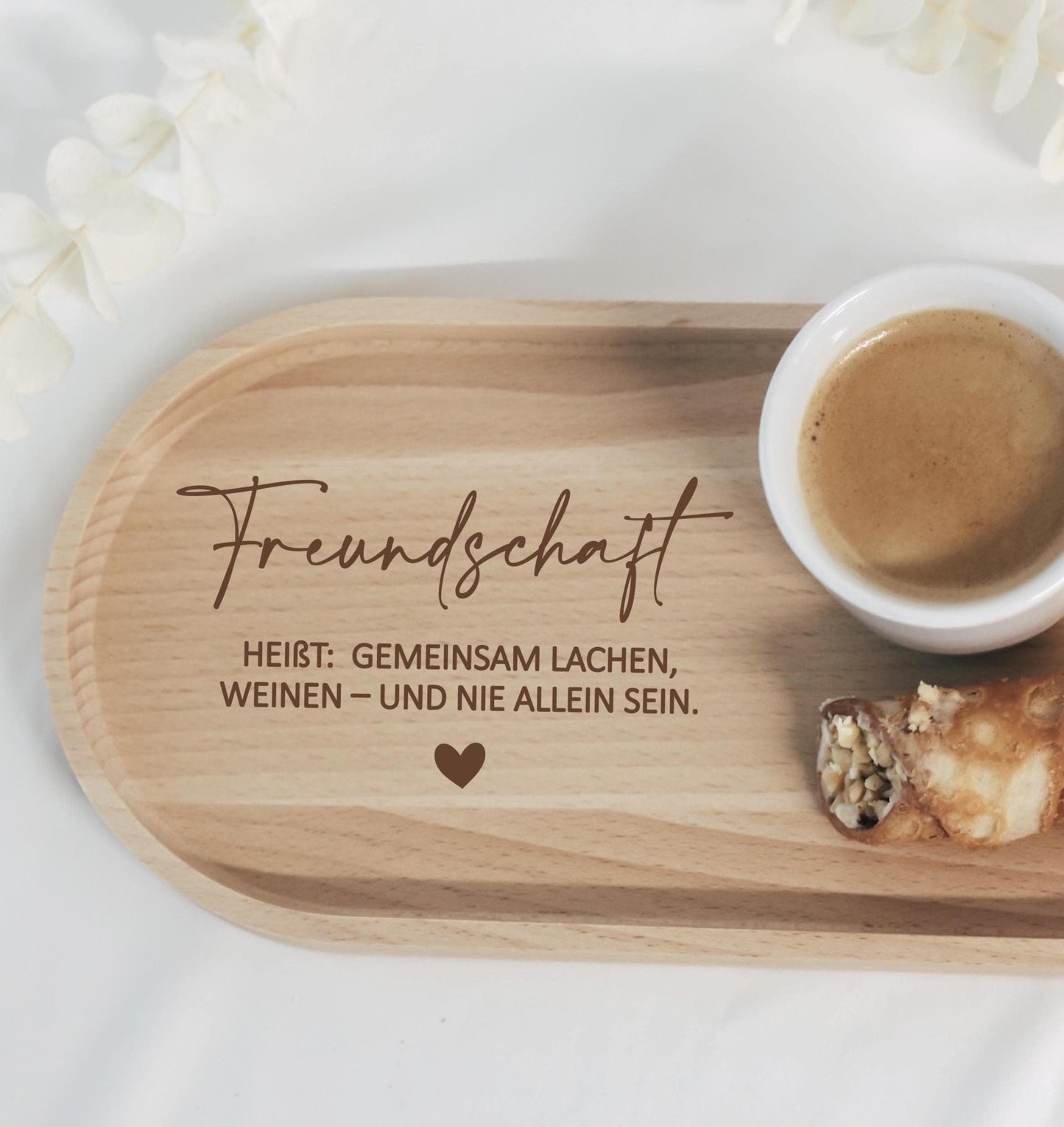 Holztablett "Freundschaft" graviert – Geschenk für beste Freundin – Deko oder Serviertablett – Geburtstagsgeschenk, Weihnachten