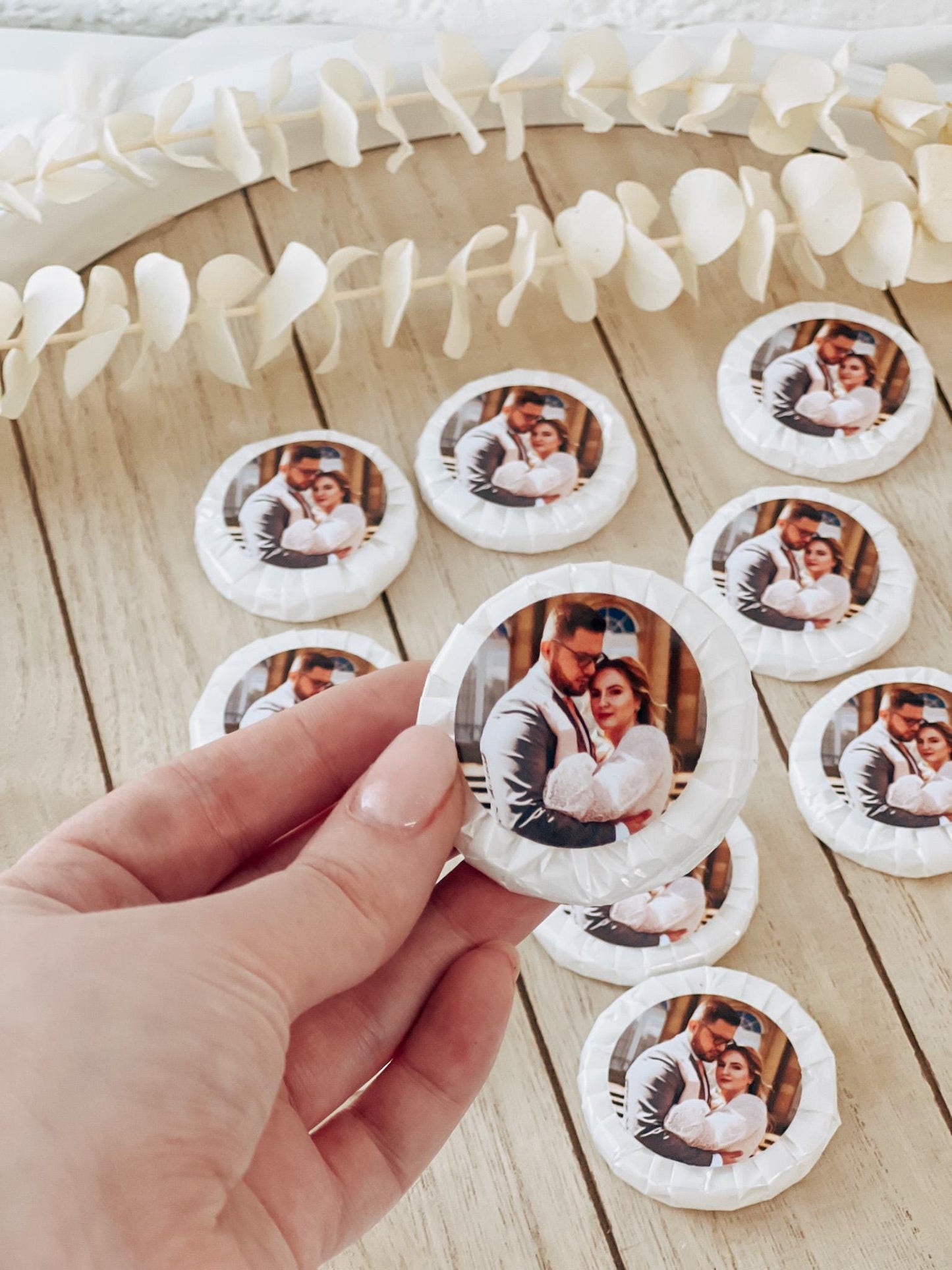 Mini Seifen (10er Set) als Gastgeschenk – personalisiert mit Foto – Hochzeit, Geburtstag, Verlobung – Seifen Mitgebsel