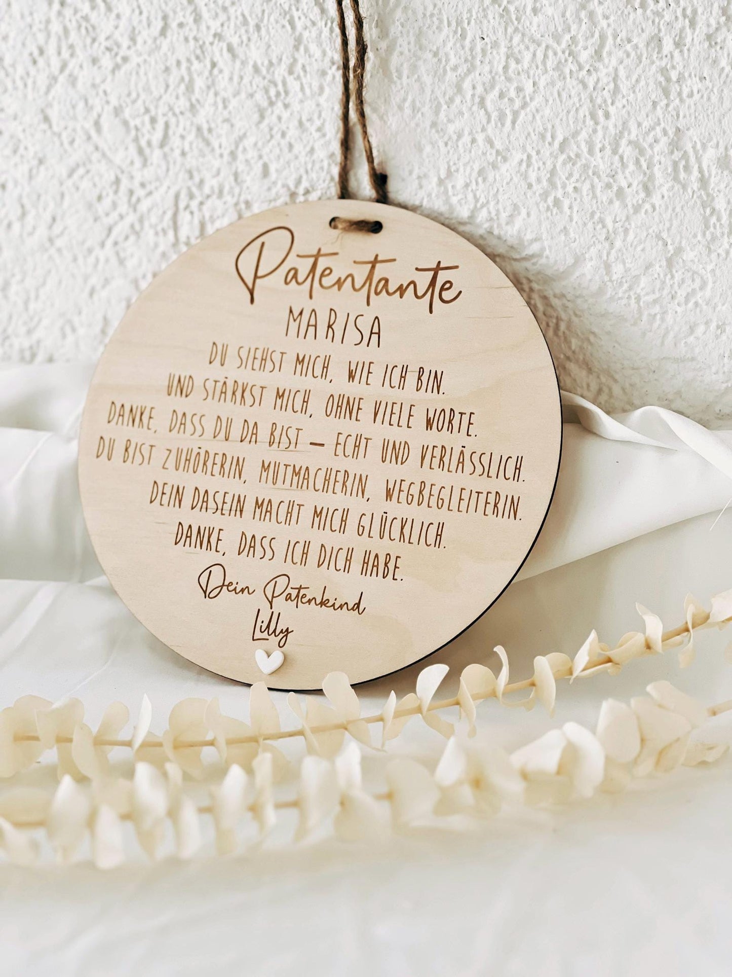 Personalisiertes Patengeschenk Holzschild | Patentante Patenonkel Pateneltern | Geschenk für Paten mit Herz | Dankeschön, Taufe, Patenkind