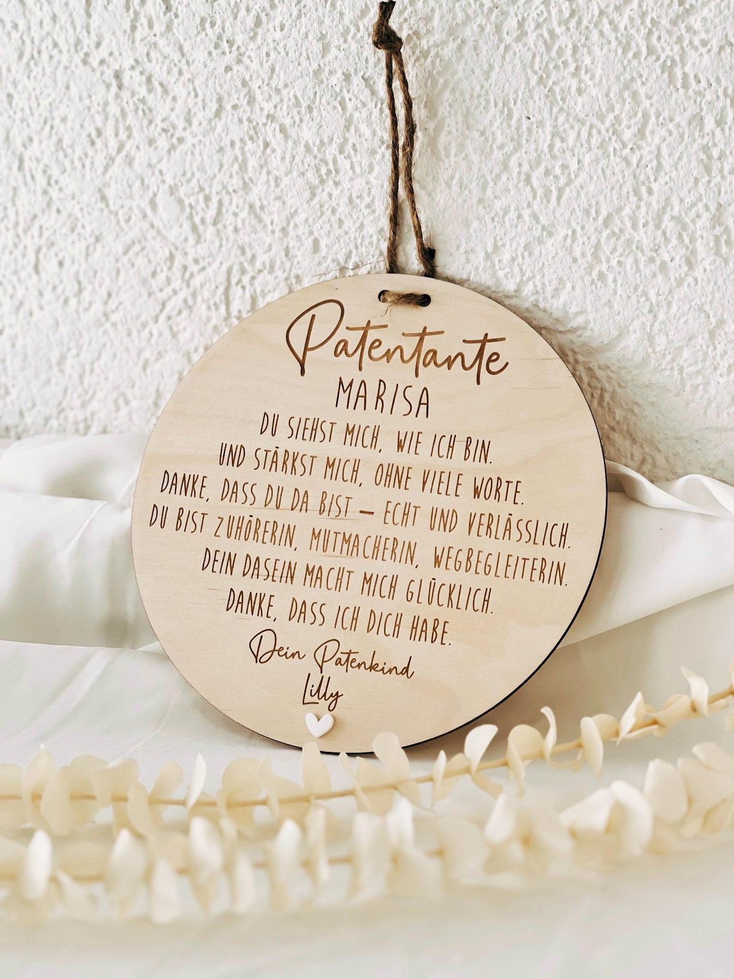 Personalisiertes Patengeschenk Holzschild | Patentante Patenonkel Pateneltern | Geschenk für Paten mit Herz | Dankeschön, Taufe, Patenkind