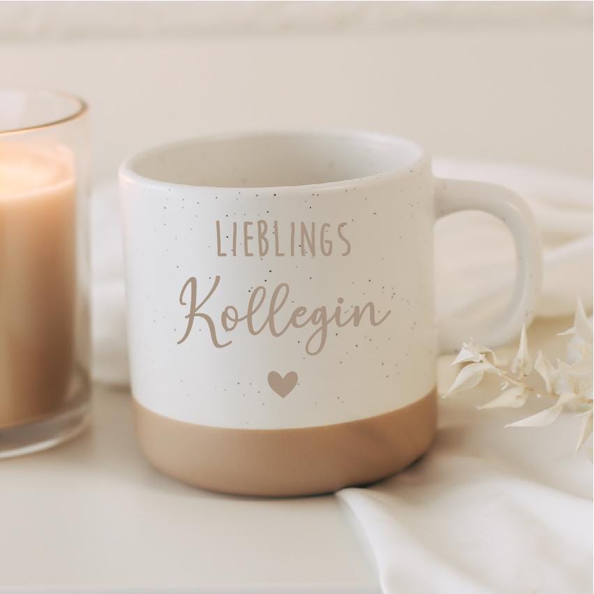 Tasse Lieblingskollegin mit Herz – personalisierte Keramiktasse – Geschenk für Kollegin im Büro – Gravur, auch andere titel möglich
