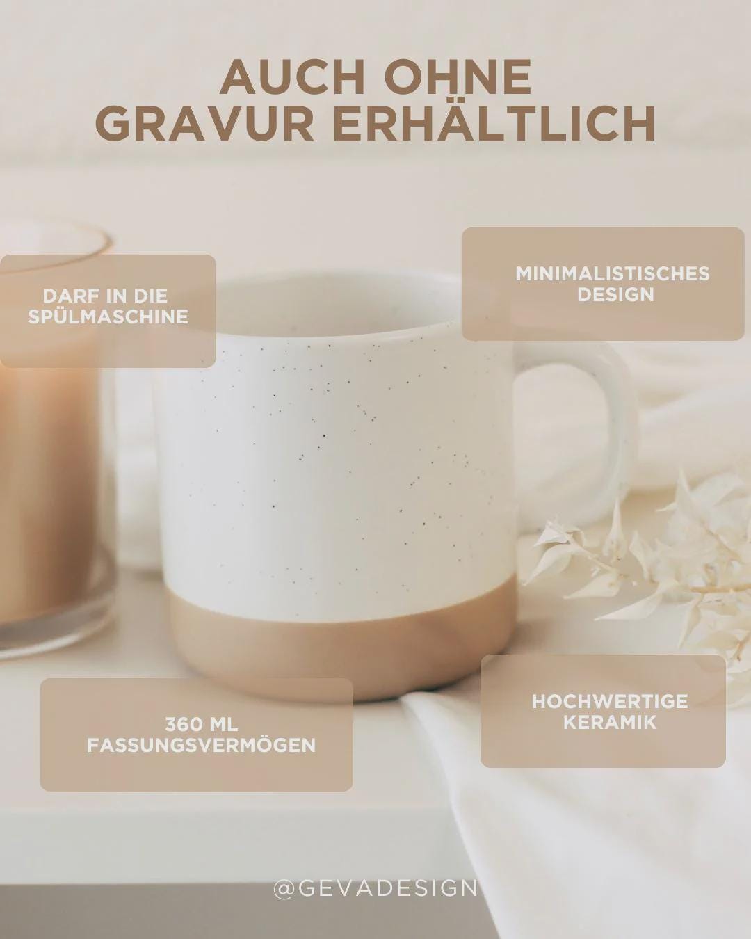 Tasse mit Name & Wildblumen – personalisierte Keramiktasse – Geschenk für Freundin, Mama, Kollegin – 360 ml – graviert, weihnachten