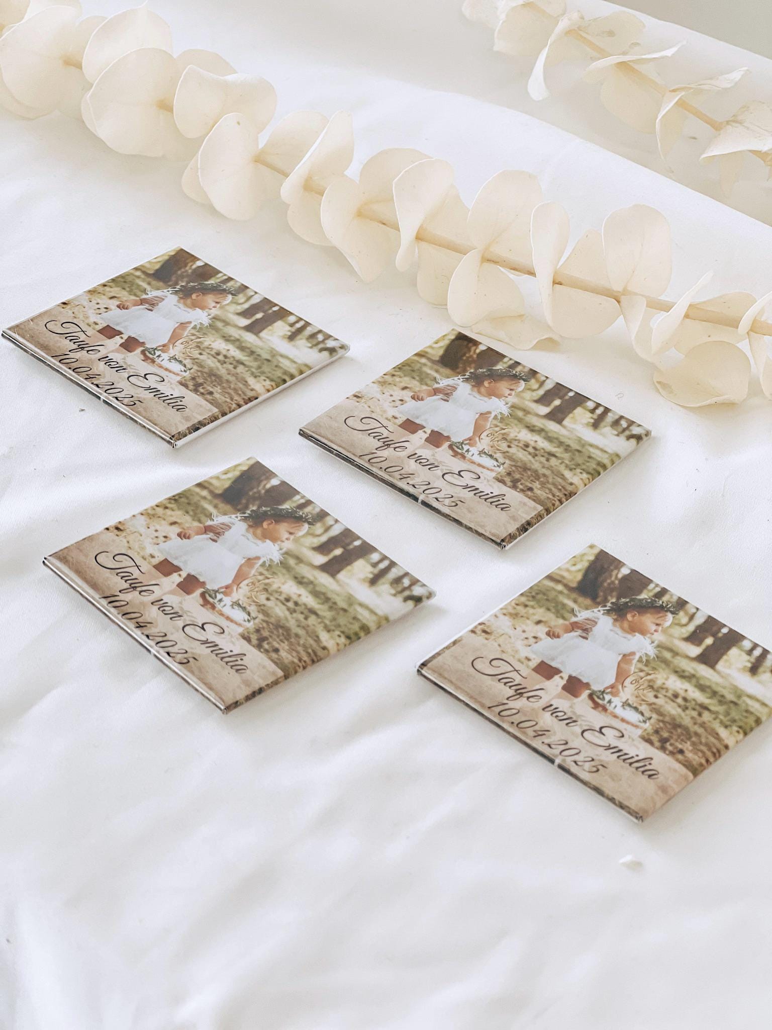 Personalisierter Magnet mit Foto – Gastgeschenk zur Taufe, Kommunion oder Geburtstag – Erinnerung mit Namen & Datum – Kühlschrankmagnet