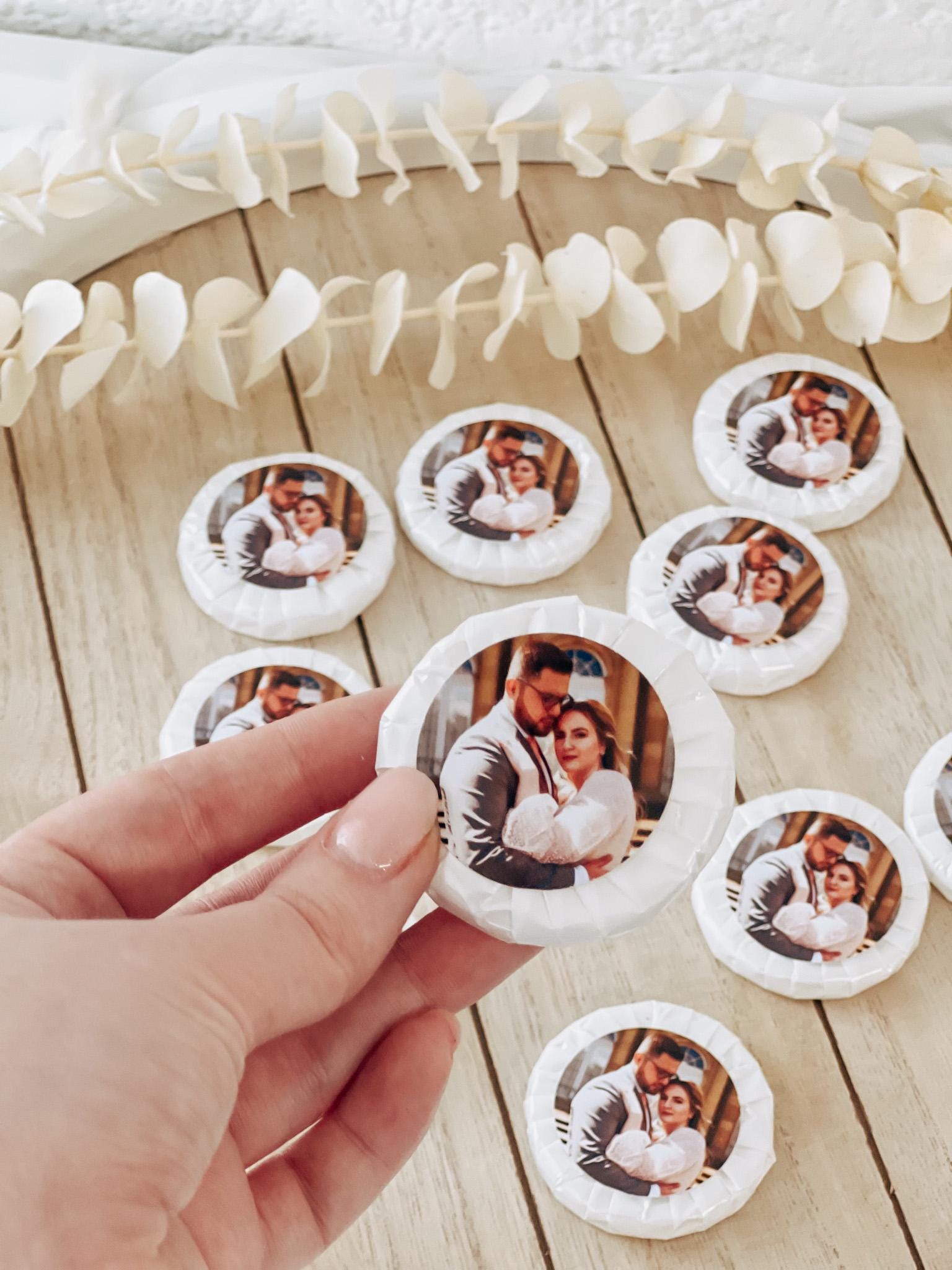Mini Seifen (10er Set) als Gastgeschenk – personalisiert mit Foto – Hochzeit, Geburtstag, Verlobung – Seifen Mitgebsel
