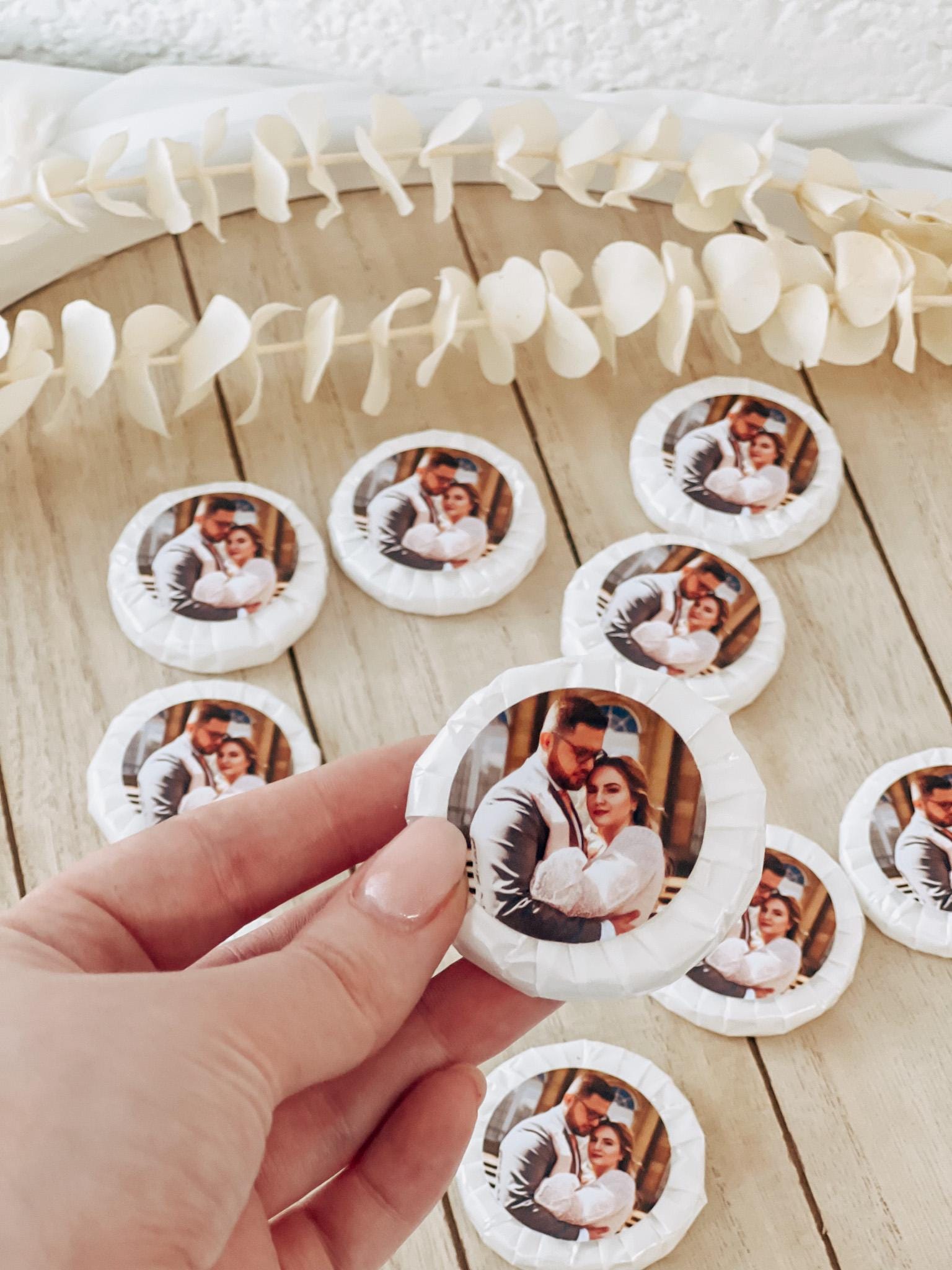 Mini Seifen (10er Set) als Gastgeschenk – personalisiert mit Foto – Hochzeit, Geburtstag, Verlobung – Seifen Mitgebsel