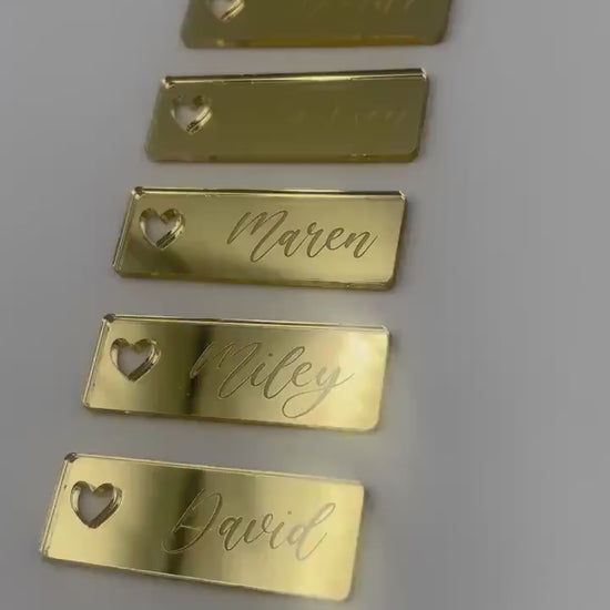 Platzkarte Hochzeit, personalisierte Acryl Namensschilder mit Herz, Hochzeitsdeko, Verlobungsdeko, Tischdeko,