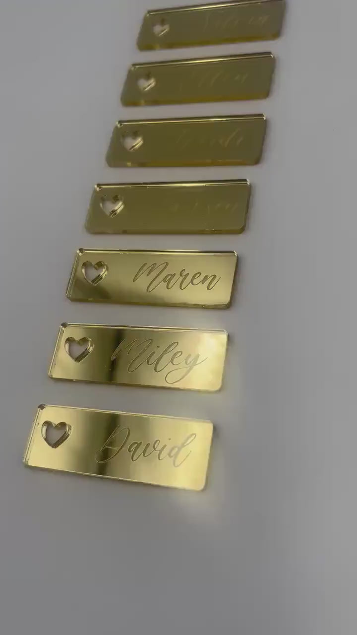 Platzkarte Hochzeit, personalisierte Acryl Namensschilder mit Herz, Hochzeitsdeko, Verlobungsdeko, Tischdeko,