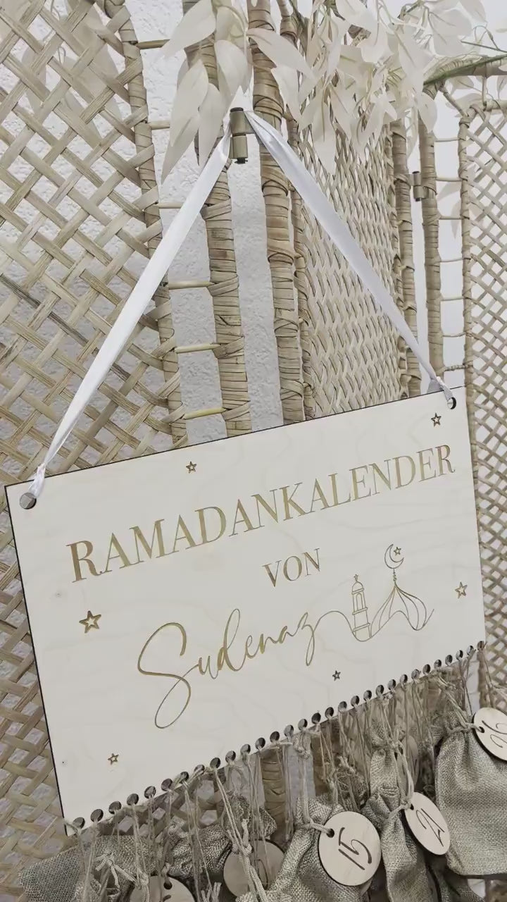 Ramadan Kalender personalisiert aus Holz - Eid Ramadan Dekoration Kinder Geschenk