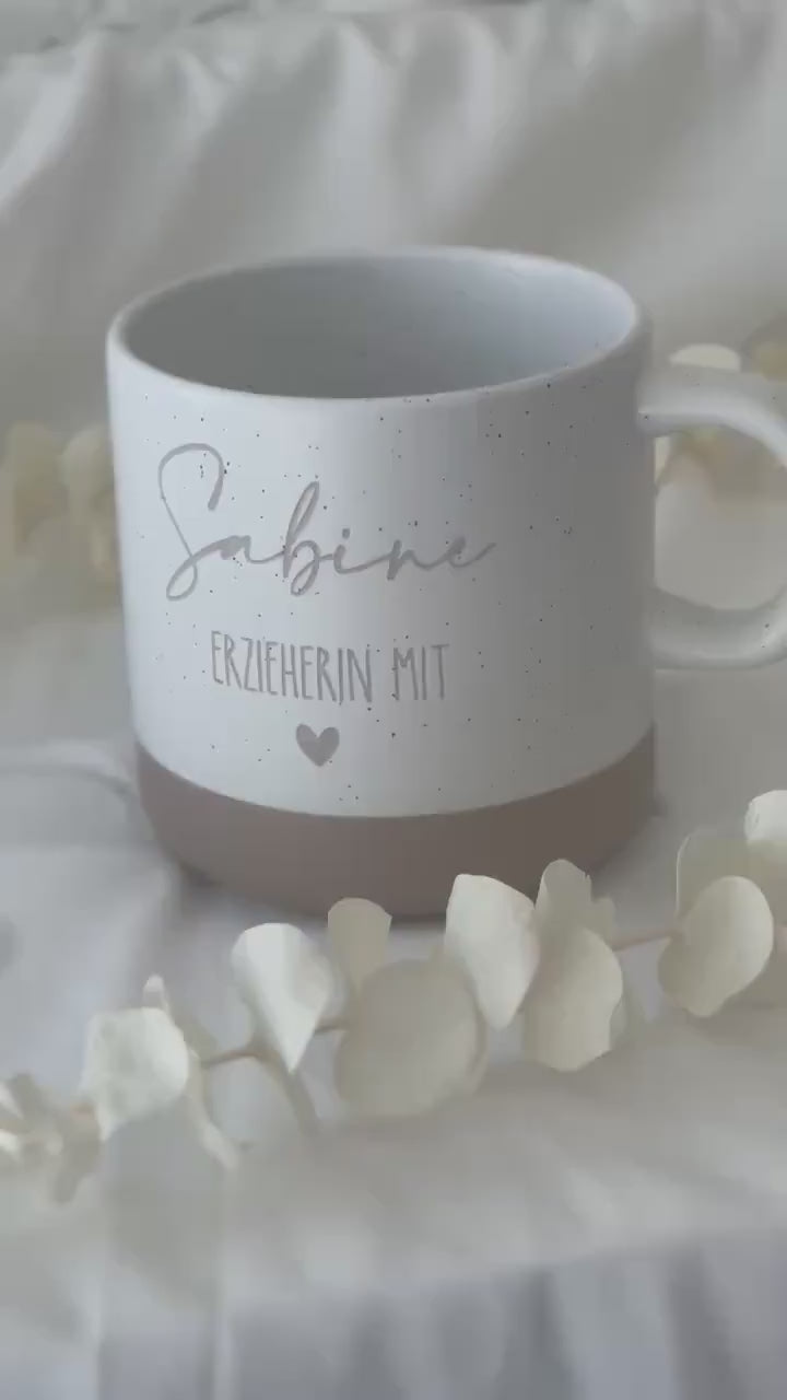 Tasse Erzieherin mit Herz & Name – Geschenk Kindergarten Abschied – Dankeschön personalisiert – 360 ml – graviert, mit Namen