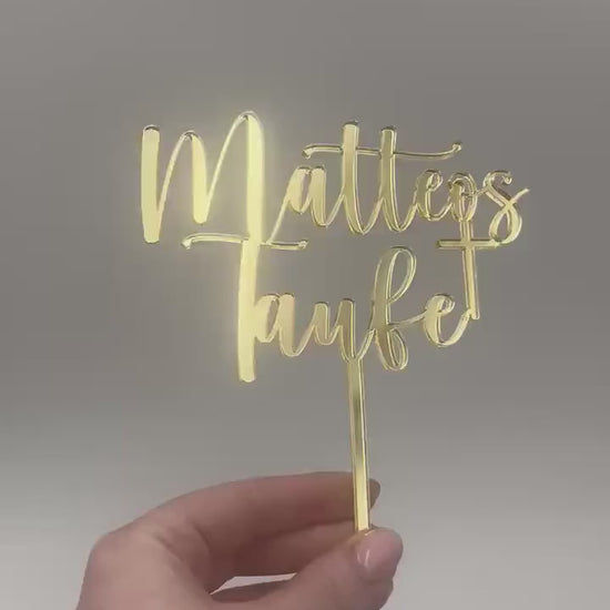 Caketopper personalisiert, Taufe, Kommunion mit Kreuz, Aus Acryl verschiedene Farben möglich,