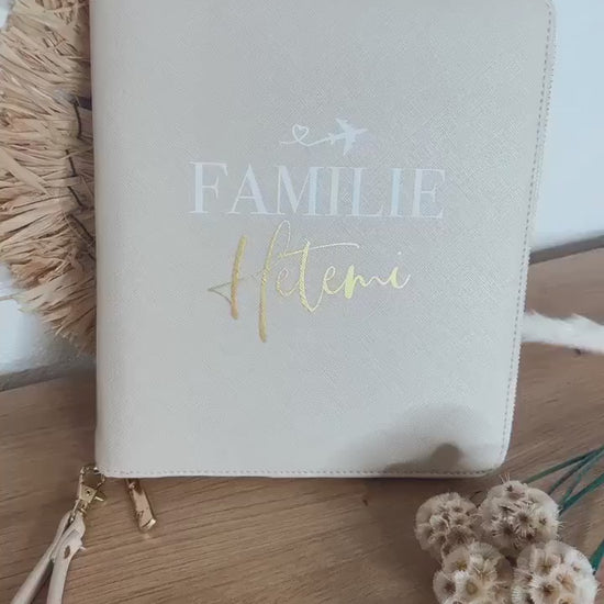 Personalisierter Travel Organizer für die Reise - Beige, Schwarz oder Grau - Passhülle - Weihnachten -  Geschenk - Flitterwochen