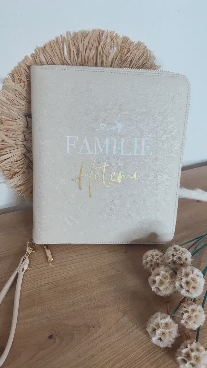 Personalisierter Travel Organizer für die Reise - Beige, Schwarz oder Grau - Passhülle - Weihnachten -  Geschenk - Flitterwochen