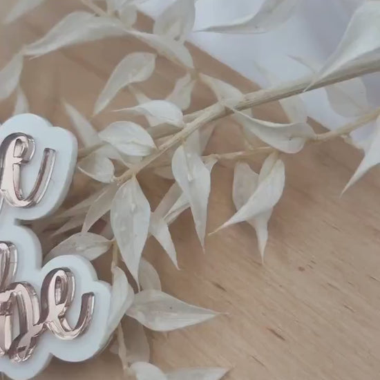 JGA Deko Cake Topper personalisiert mit Namen in weiß rosegold - Team Bride, Bride to be