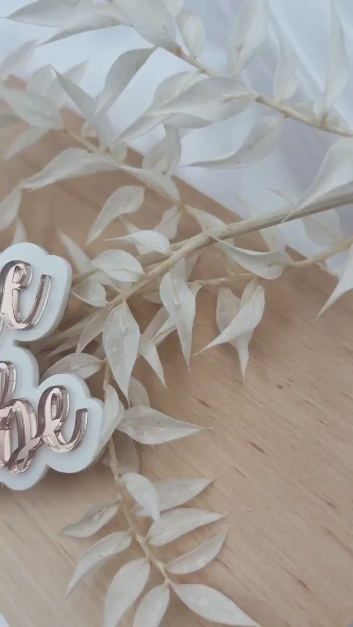 JGA Deko Cake Topper personalisiert mit Namen in weiß rosegold - Team Bride, Bride to be