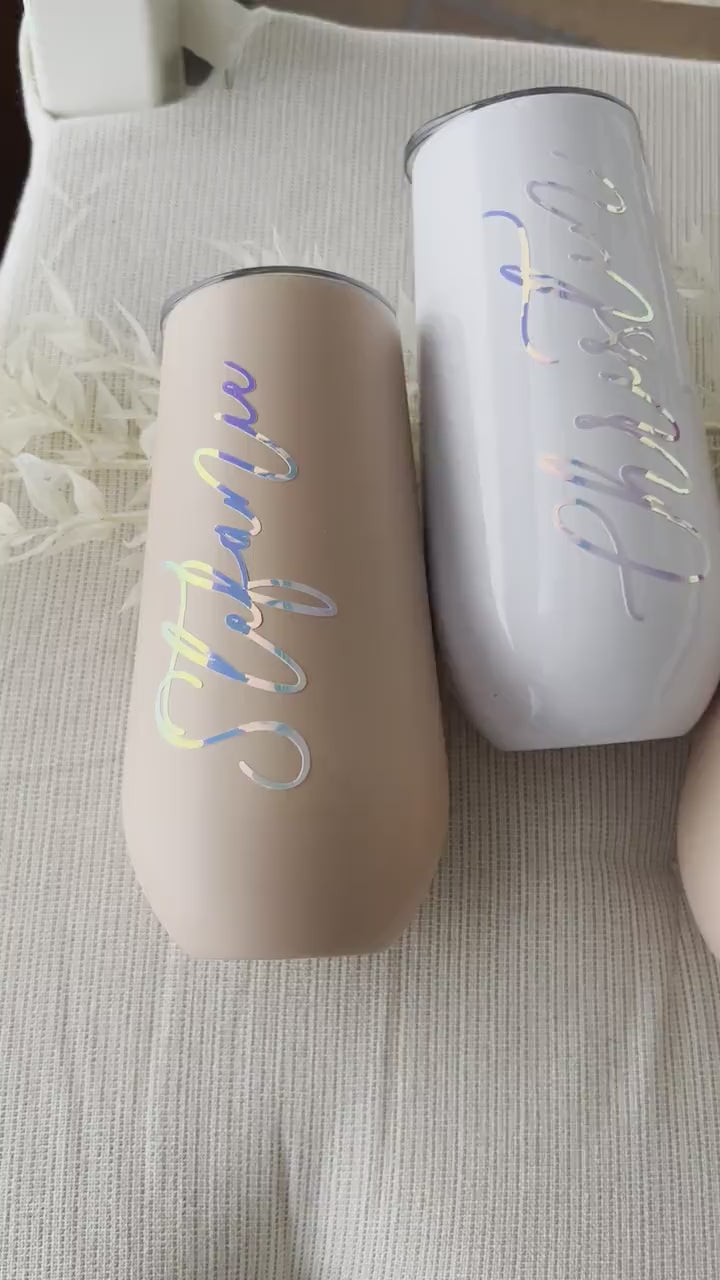 Thermobecher personalisiert als Geschenk oder für den JGA - holografische Schrift - glamour - Team Bride, Bride Squad