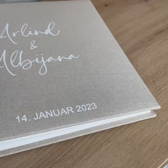 Gästebuch aus Leinen Hochzeit Fotoalbum beige weiß minimalistisch