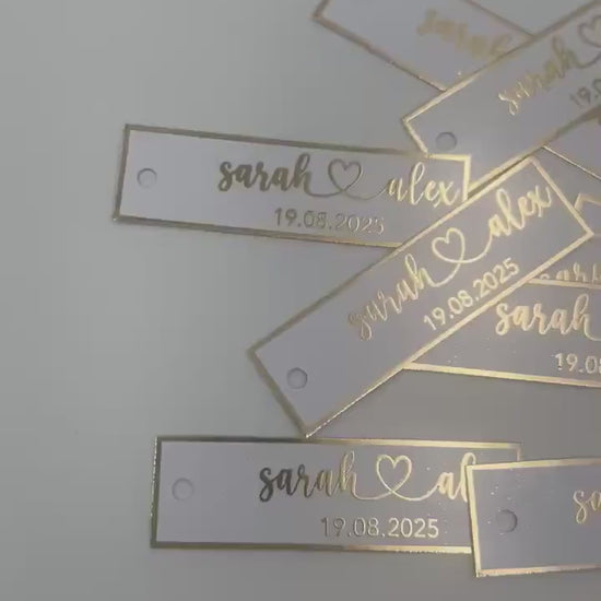 Personalisierte Etiketten für Gastgeschenke, Hochzeit, Verlobung, Sözümüz Söz, Nikah, Metallic Effekt in Gold oder silber,