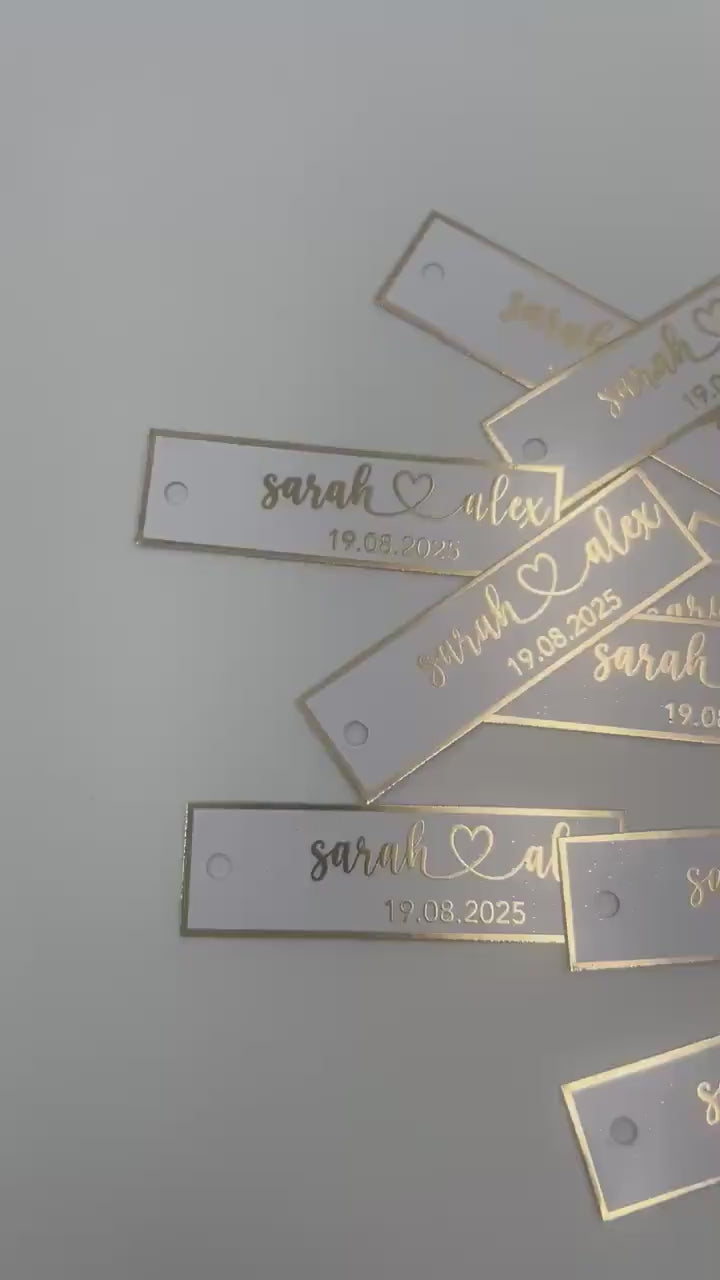 Personalisierte Etiketten für Gastgeschenke, Hochzeit, Verlobung, Sözümüz Söz, Nikah, Metallic Effekt in Gold oder silber,