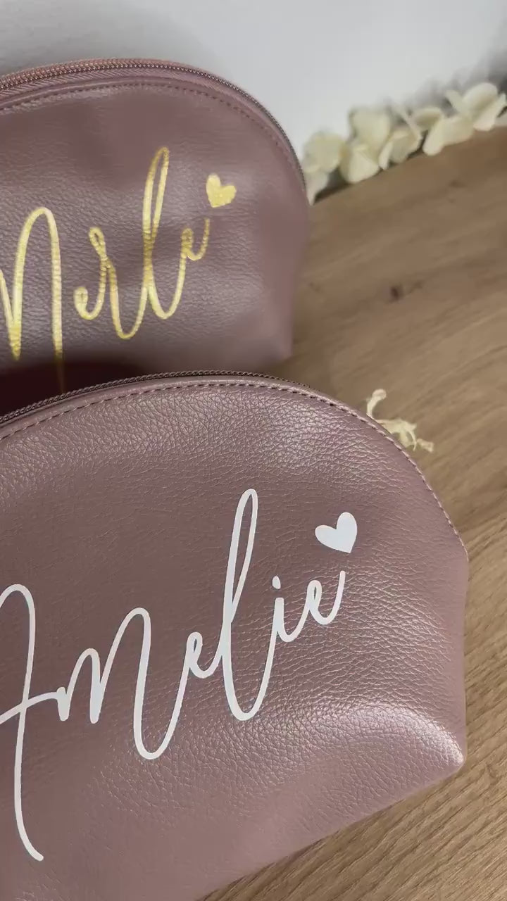 Kosmetiktasche personalisiert Altrosa - Brautjungfer - Trauzeugin - beste Freundin - mama - Kosmetikclutch - Kosmetikbeutel - Muttertag