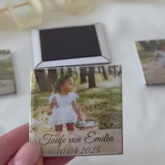 Personalisierter Magnet mit Foto – Gastgeschenk zur Taufe, Kommunion oder Geburtstag – Erinnerung mit Namen & Datum – Kühlschrankmagnet