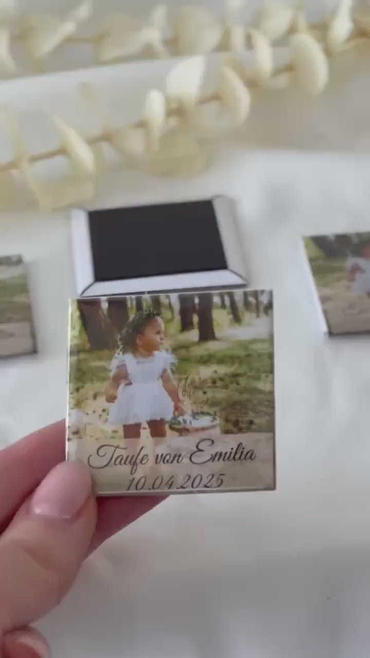 Personalisierter Magnet mit Foto – Gastgeschenk zur Taufe, Kommunion oder Geburtstag – Erinnerung mit Namen & Datum – Kühlschrankmagnet