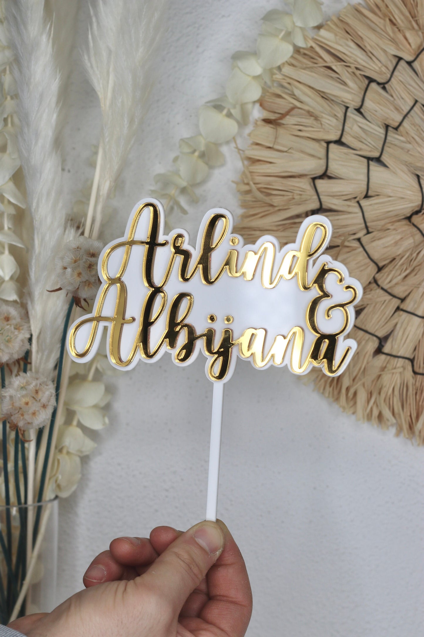 Cake Topper Hochzeit Verlobung | Cake Topper Wedding | Acryl gedoppelt | Weiß, Gold, Silber, Rosegold