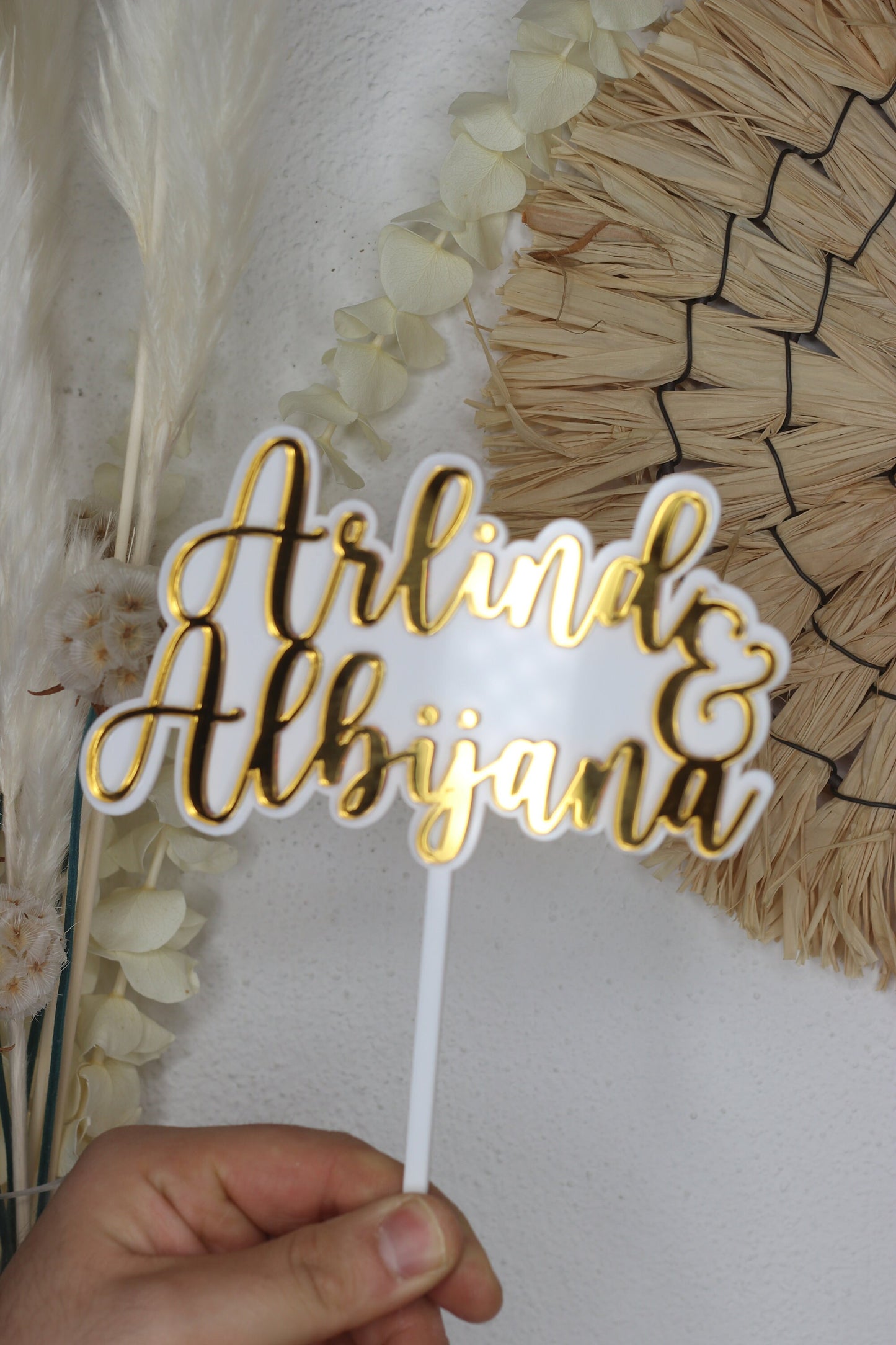 Cake Topper Hochzeit Verlobung | Cake Topper Wedding | Acryl gedoppelt | Weiß, Gold, Silber, Rosegold