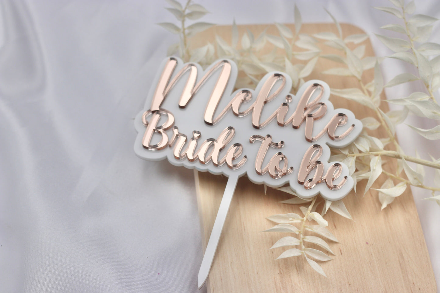 JGA Deko Cake Topper personalisiert mit Namen in weiß rosegold - Team Bride, Bride to be