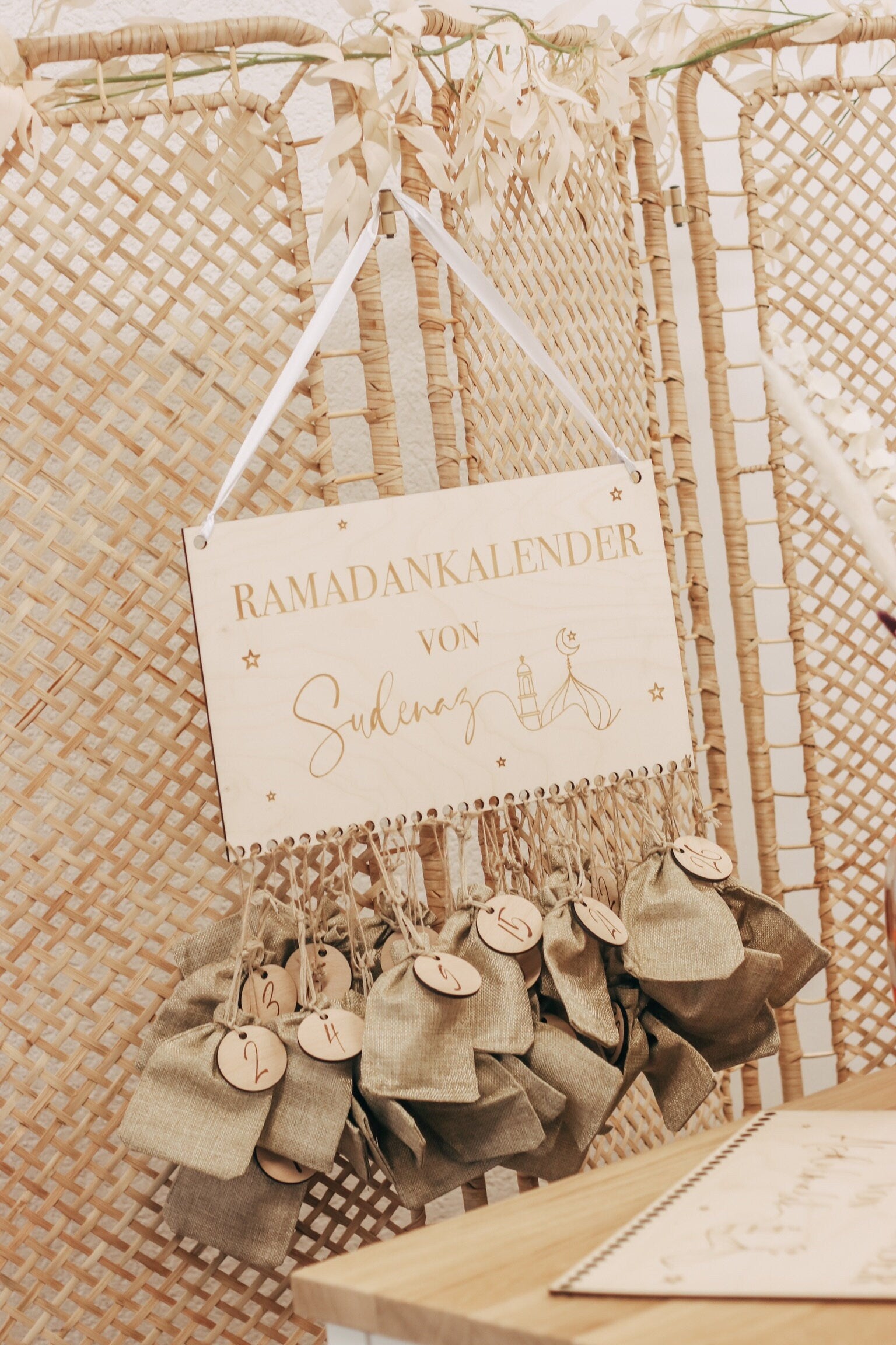 Ramadan Kalender personalisiert aus Holz - Eid Ramadan Dekoration Kinder Geschenk