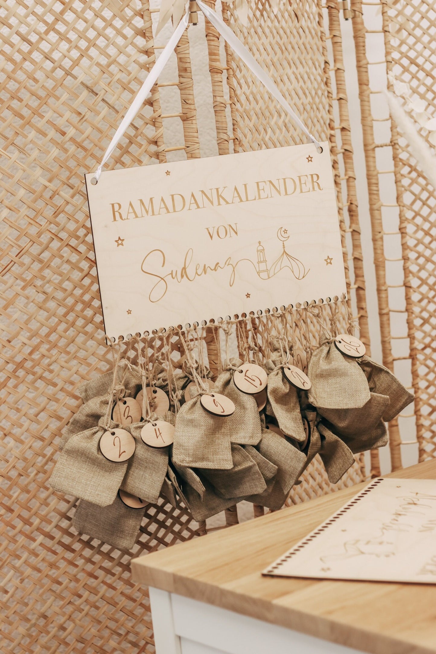 Ramadan Kalender personalisiert aus Holz - Eid Ramadan Dekoration Kinder Geschenk