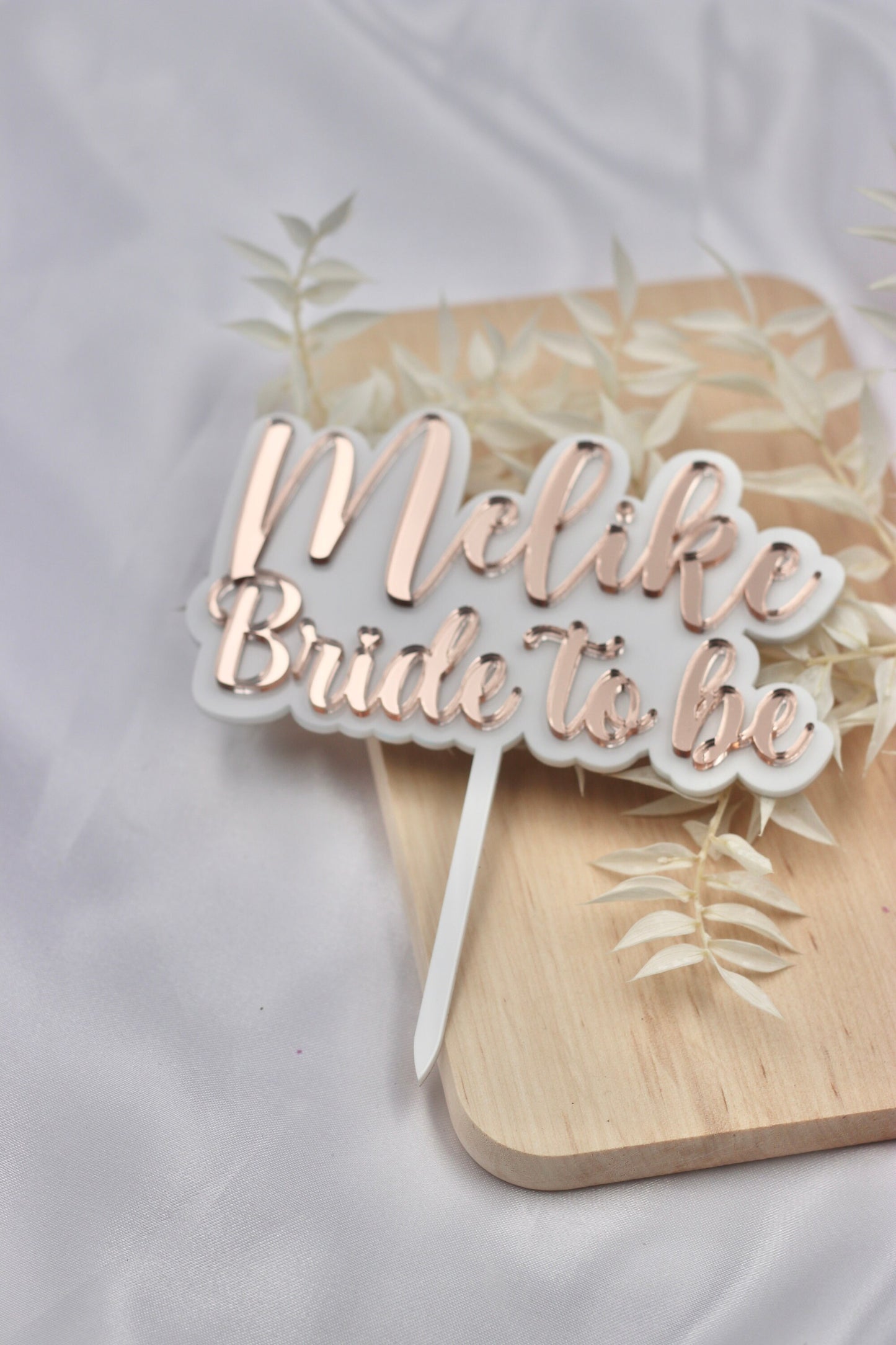 JGA Deko Cake Topper personalisiert mit Namen in weiß rosegold - Team Bride, Bride to be