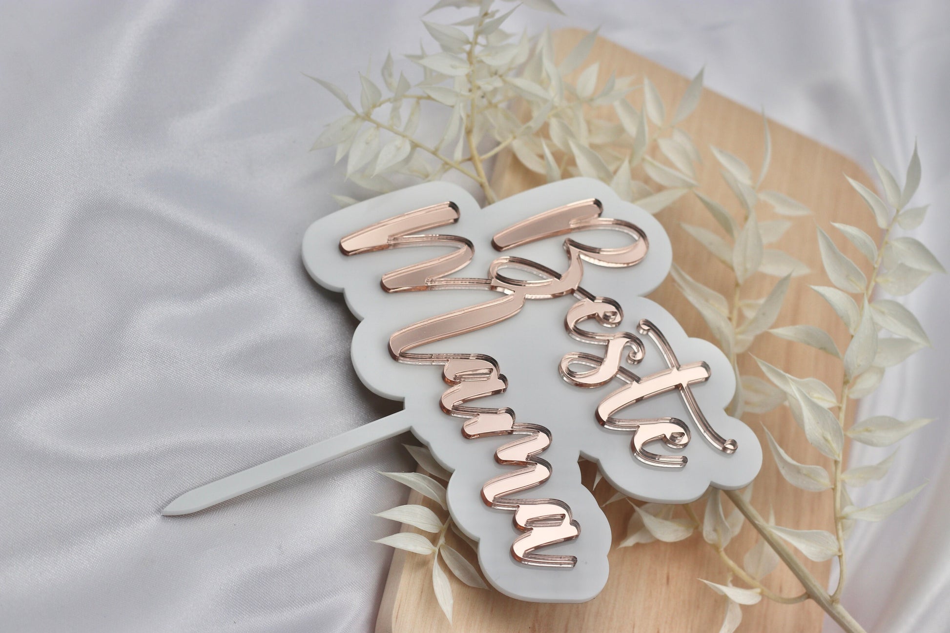 JGA Deko Cake Topper personalisiert mit Namen in weiß rosegold - Team Bride, Bride to be