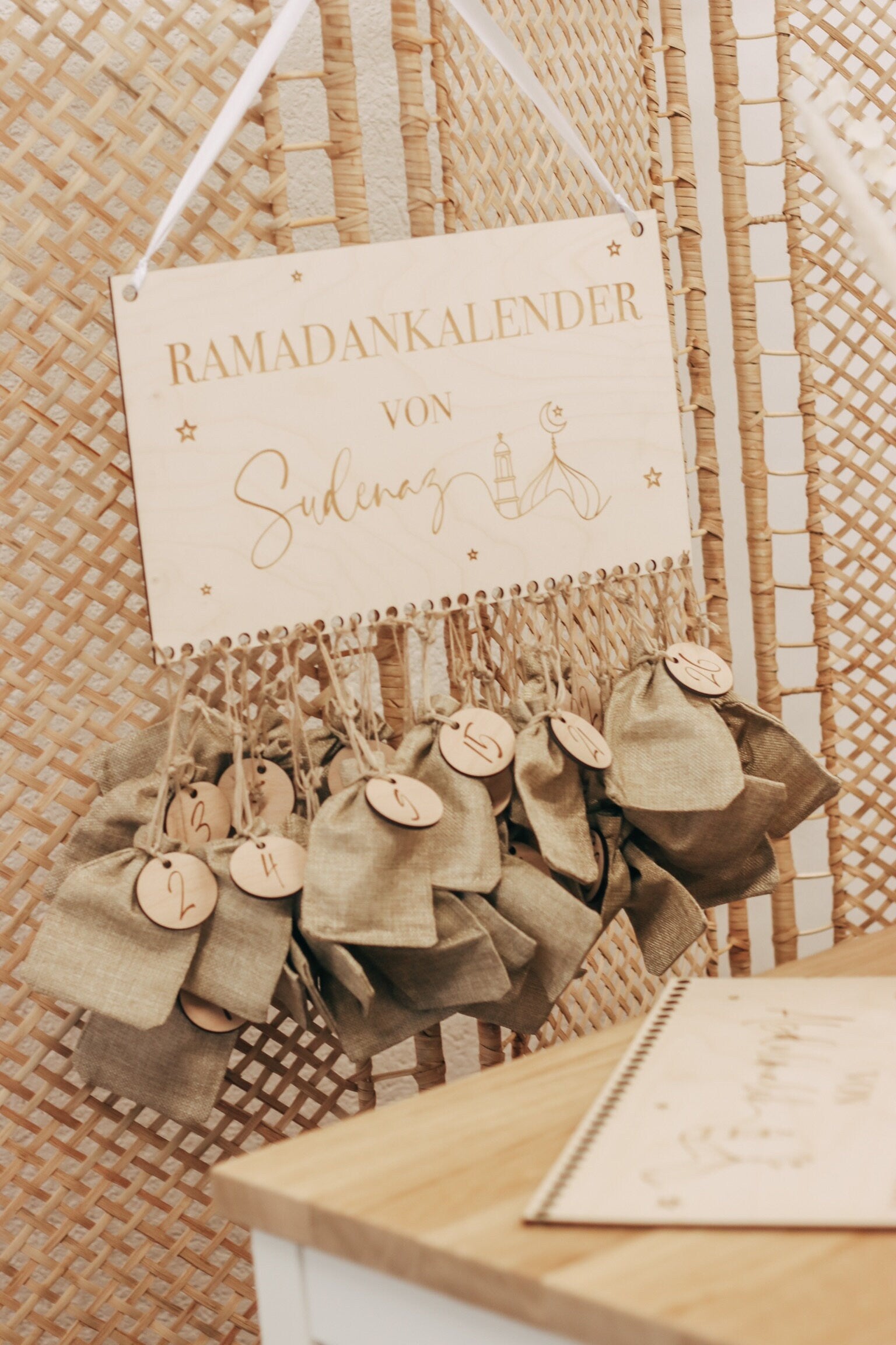 Ramadan Kalender personalisiert aus Holz - Eid Ramadan Dekoration Kinder Geschenk