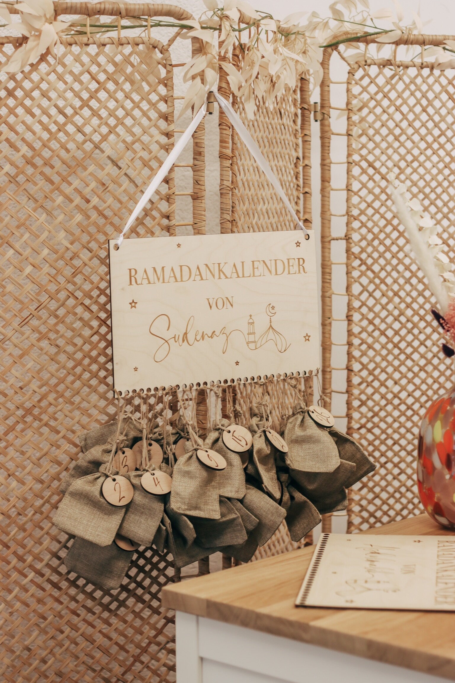 Ramadan Kalender personalisiert aus Holz - Eid Ramadan Dekoration Kinder Geschenk