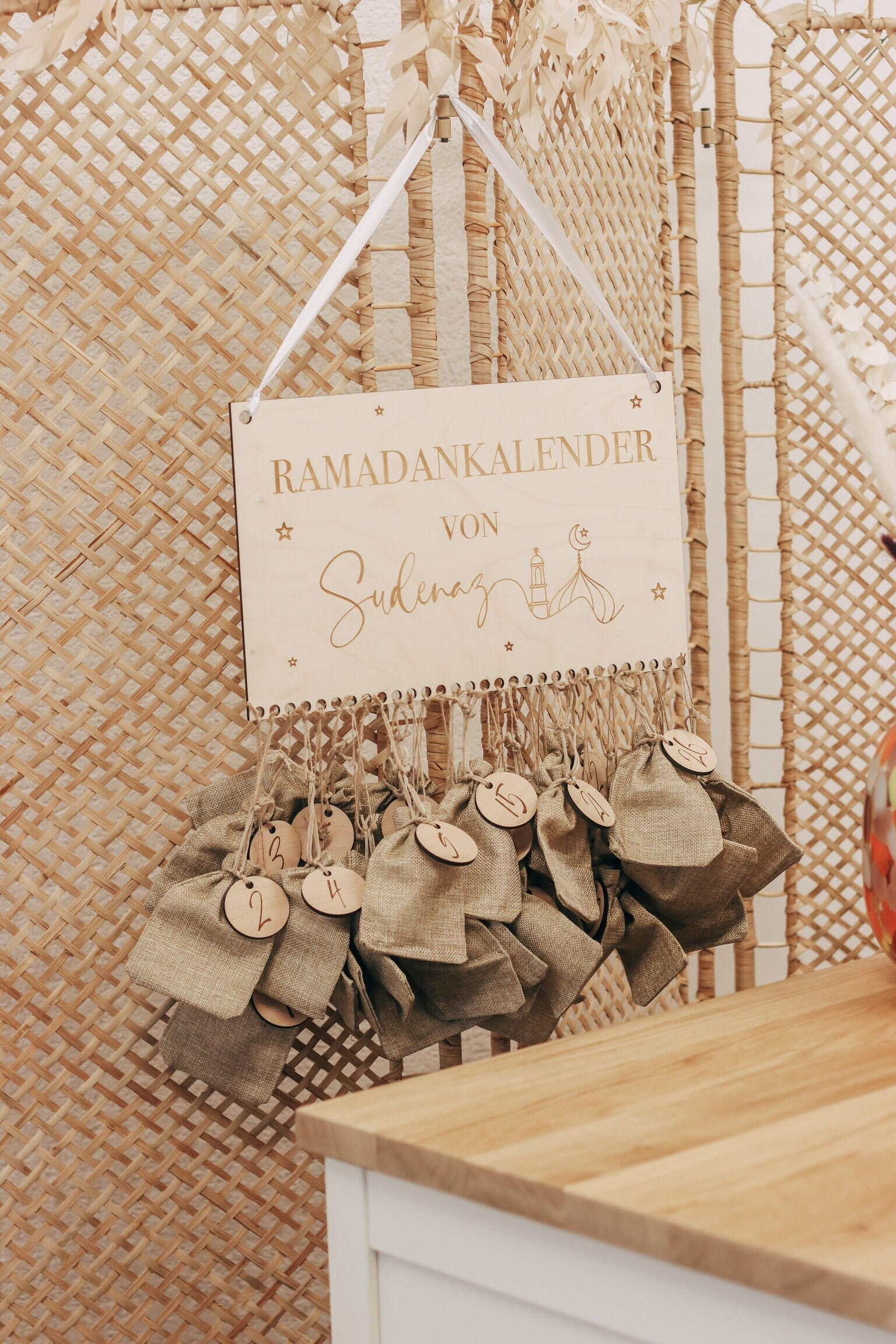 Ramadan Kalender personalisiert aus Holz - Eid Ramadan Dekoration Kinder Geschenk