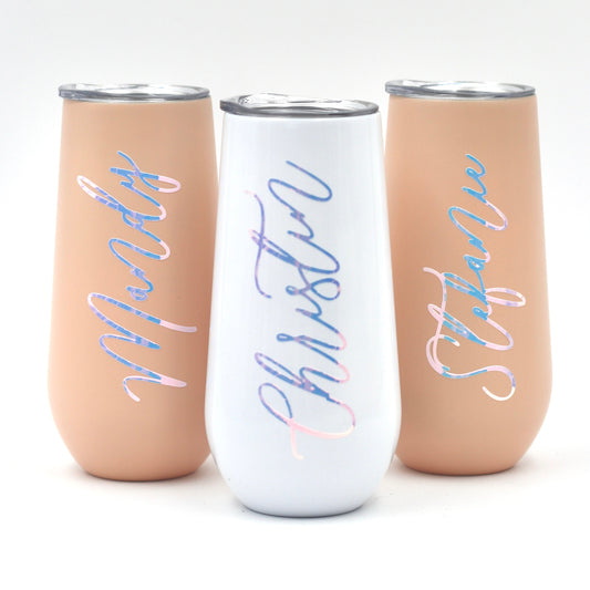 Thermobecher personalisiert als Geschenk oder für den JGA - holografische Schrift - glamour - Team Bride, Bride Squad